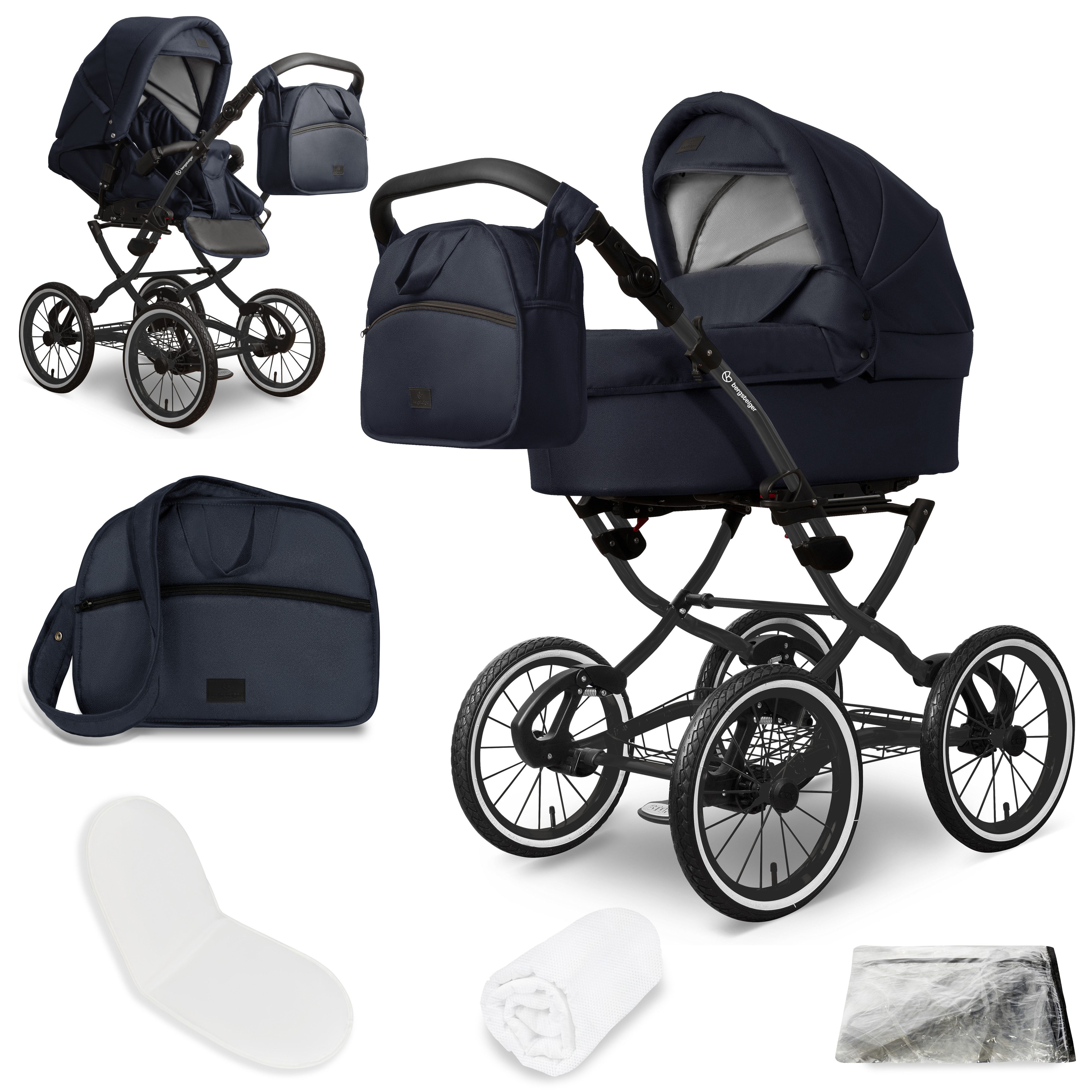 bergsteiger Kombi-Kinderwagen Venedig Retro-Kinderwagen 3in1, (10-tlg)