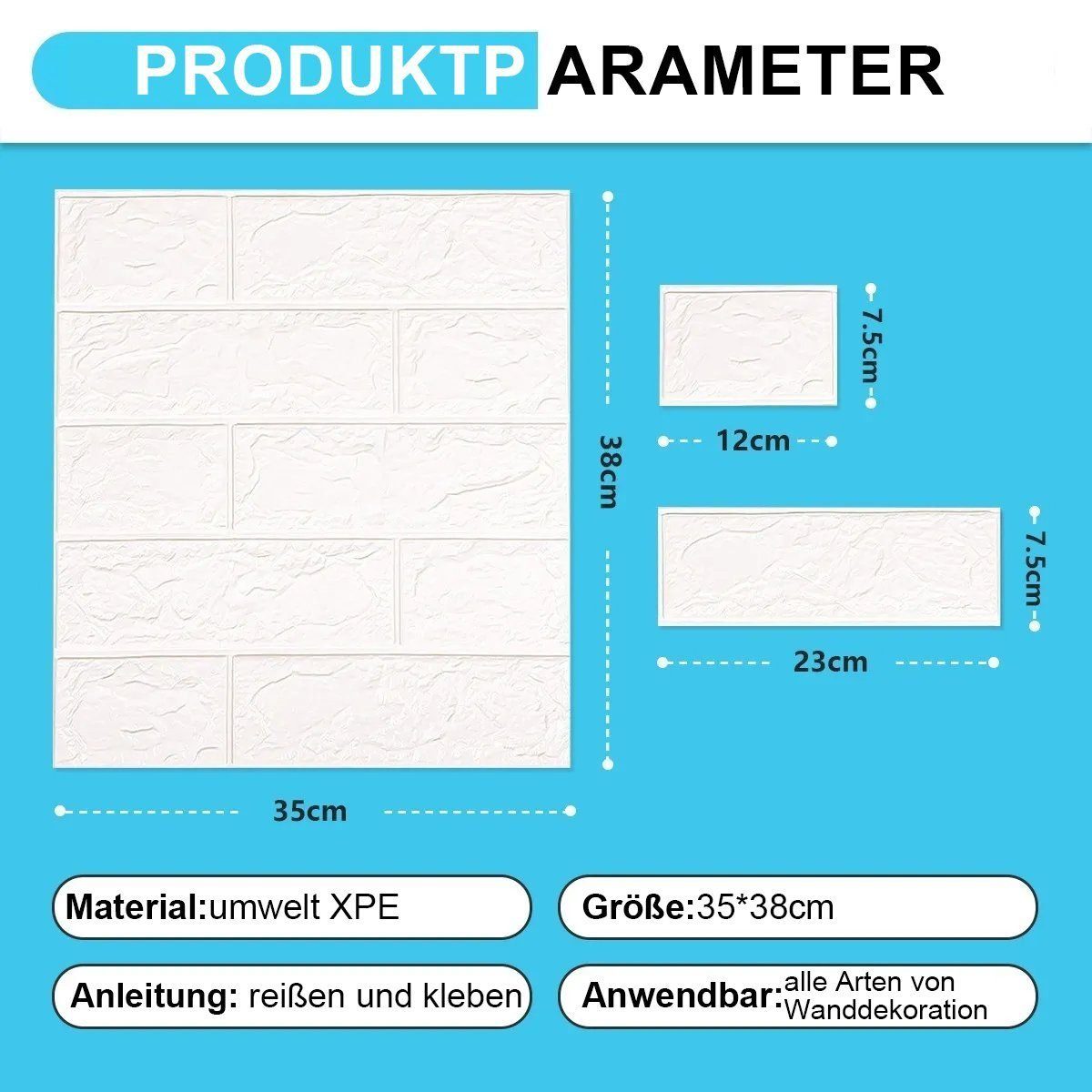 XDeer Wandpaneel 1 Set große 3D Fliesen Ziegel Wandaufkleber,Ziegel Schaumplatte, Wasserdicht,Wärmedämmung,Akustik,Kollisionsschutz