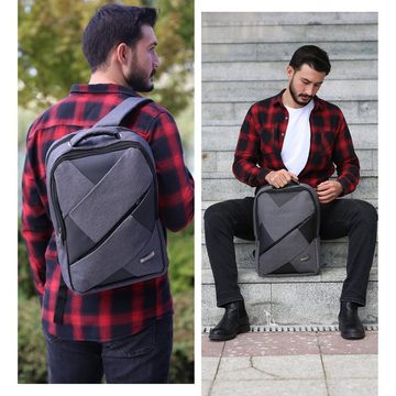 Laptoprucksack AV025 Laptop bag, Laptop rucksack mit Zubehörfächern für Laptops bis 15,6 Zoll Herren und Damen Grau Schulrucksack für Jungen Teenager