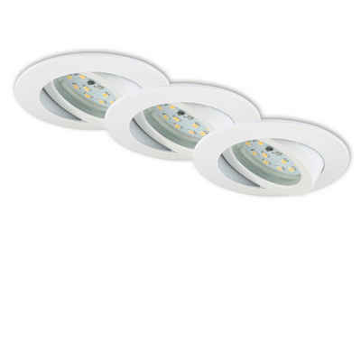 Briloner Leuchten LED Einbauleuchte 7209-036, schwenkbar, LED fest verbaut, Warmweiß, Einbauleuchte SET schwenkbar IP23 Ø 8,2 x H 2,8cm
