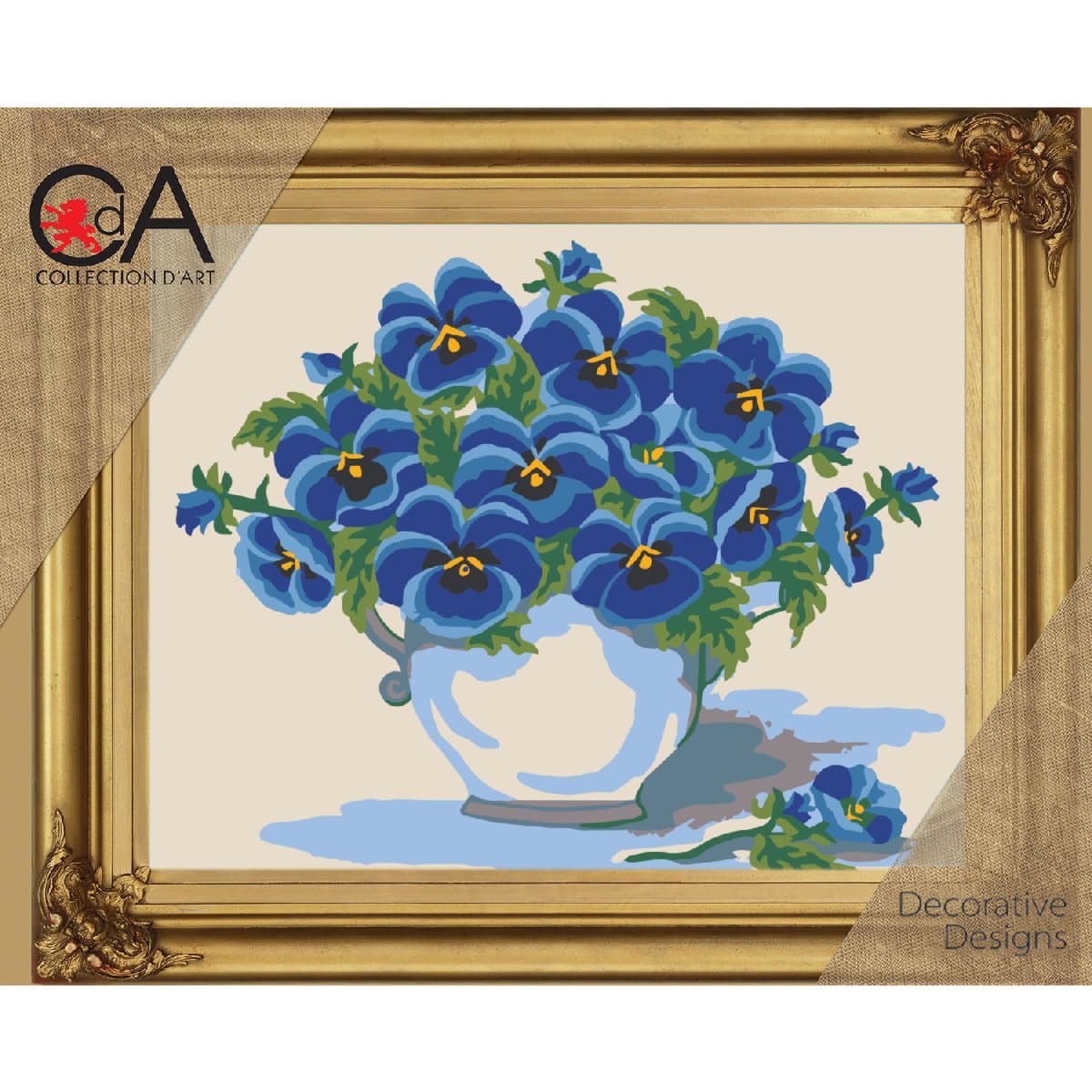 Collection D'art Kreativset CDA Halbkreuz Stickpackung "Stiefmütterchen", bedruckt, 22x30cm..., (embroidery kit by Marussia)