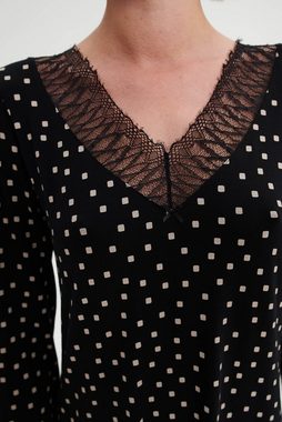 Vamp Nachthemd VAMP lingerie (Set, 1-tlg., 1-teilig) Damen Nachthemd 85cm lang Langarm Nachtwäsche Modal Spitze