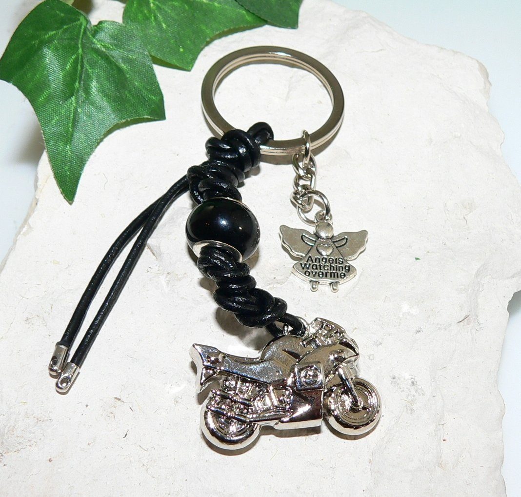traumschmuck Schlüsselanhänger s11m Schlüsselanhänger Leder schwarz Motorra günstig online kaufen
