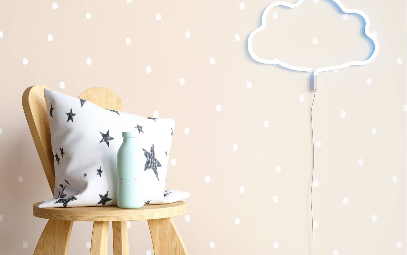 Newroom Papiertapete Emerico Spots Tapete Kindertapete Punkte,Gepunktet, Beige Tapete Kinder Punkte - Kindertapete Babytapete Weiß Grafisch Geometrisch Gepunktet für Babyzimmer Kinderzimmer Jugendzimmer, Babytapete