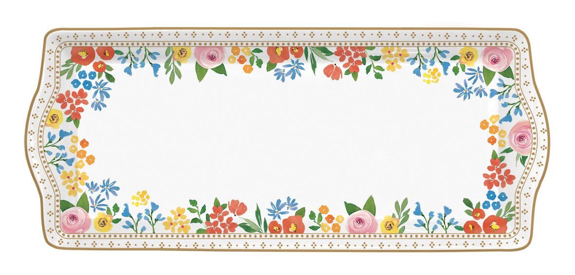 EasyLife Servierplatte Boho Flowers, Porzellan, Spülmaschinengeeignet, Mehrfarbig, Blumen, H: cm