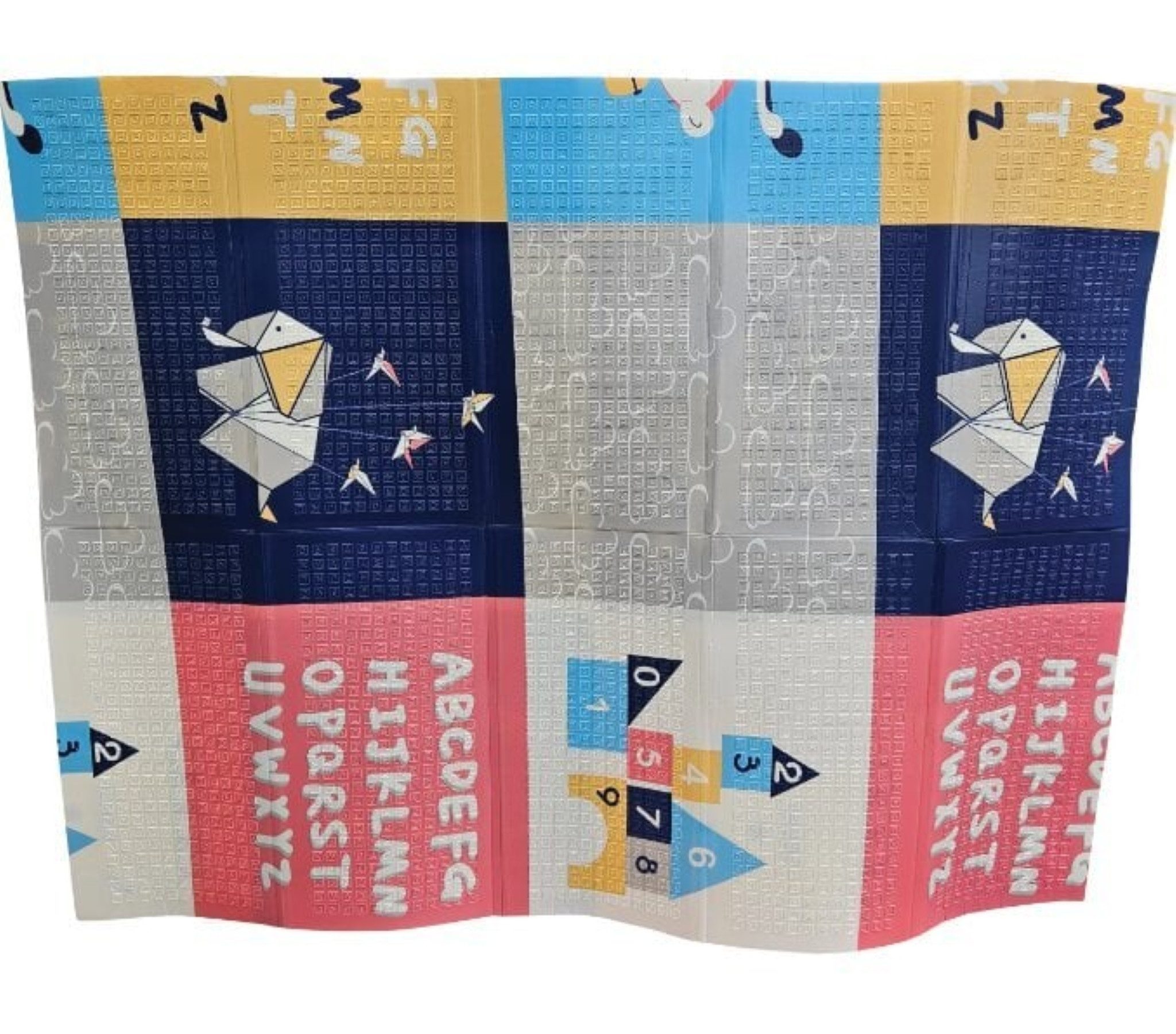 LA CUTE Spielmatte Faltbare Spielmatte 200x180 cm – rutschfest, wasserdicht (Faltbare Spielmatte für Babys & Kleinkinder, 1x faltbare, wasserdichte Schaumstoffmatte 200x180 cm), Beidseitig bedruckt mit Buchstaben, Zahlen & Tieren