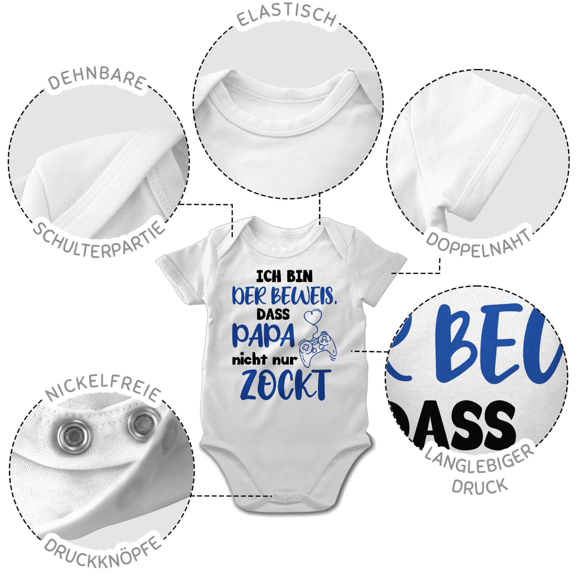 Shirtracer Shirtbody Ich bin der Beweis, dass Papa nicht nur zockt Schwarz Blau Geschenk Vatertag Baby