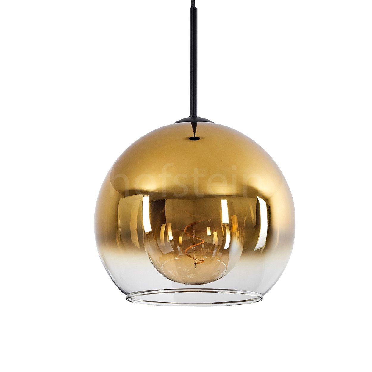hofstein Hängeleuchte »Cesaro« Hängelampe aus Metall/Glas in Schwarz/Goldfa günstig online kaufen