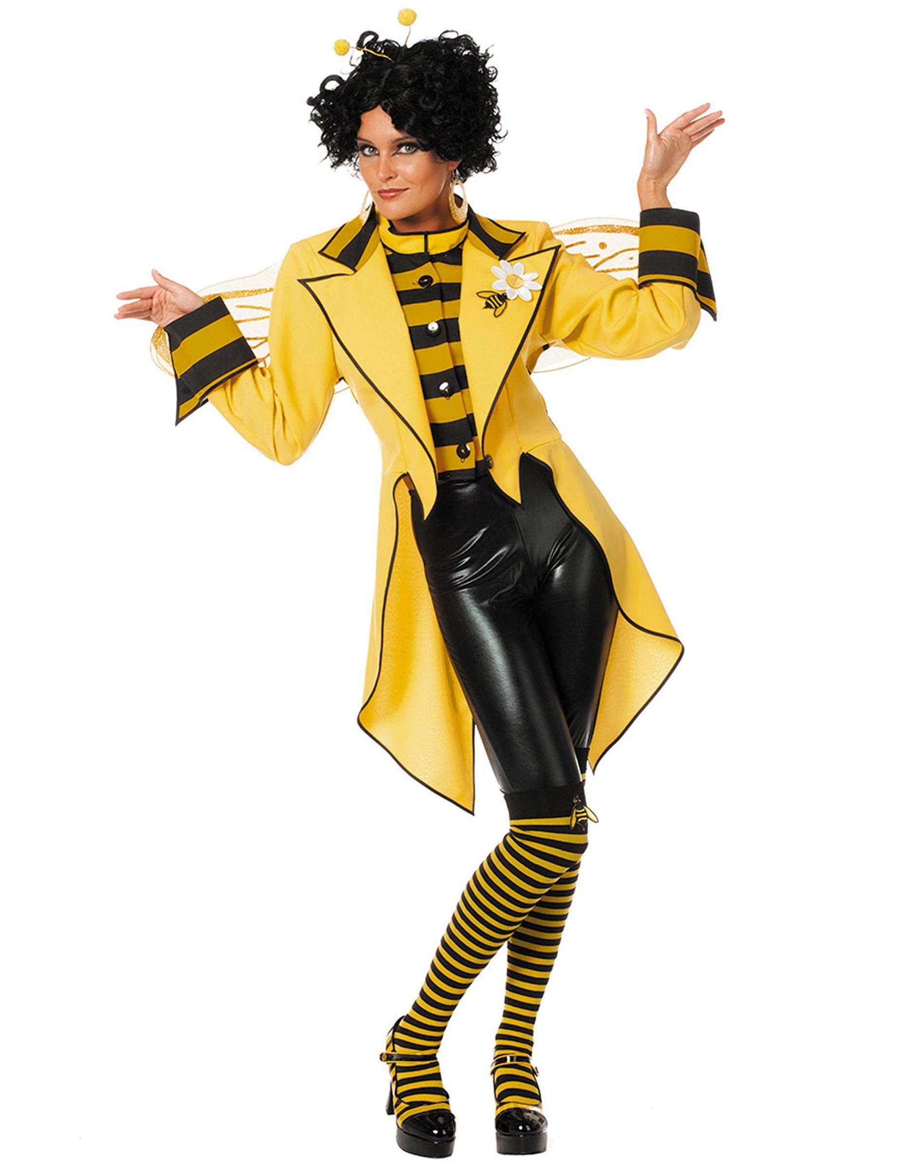 Wilbers Kostüm Bienen Frackjacke Damen Gelb Schwarzes Kostüm für Karneval + Party