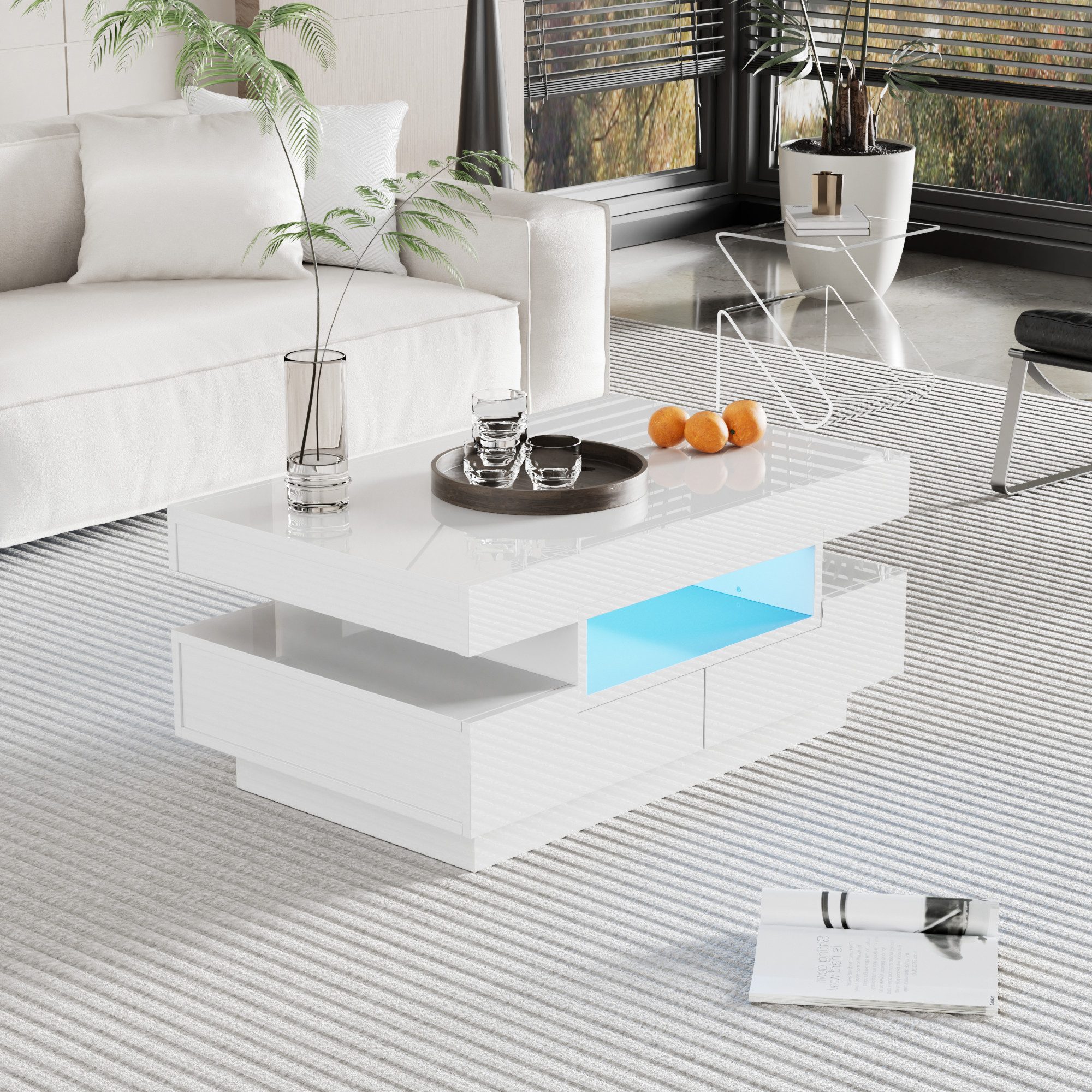 OKWISH Couchtisch Sofatisch Beistelltisch (4 Schubladen günstig online kaufen