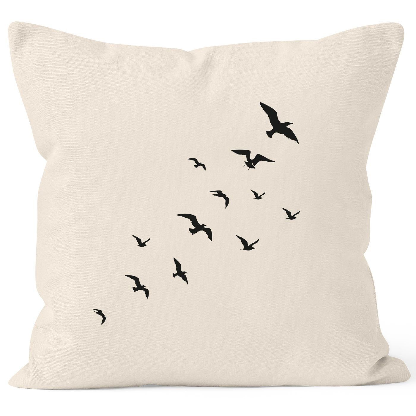 Autiga Dekokissen Kissenbezug Vögel Birds Fly Kissen-Hülle Deko-Kissen 40x40 Baumwolle Autiga® natur | Dekokissen