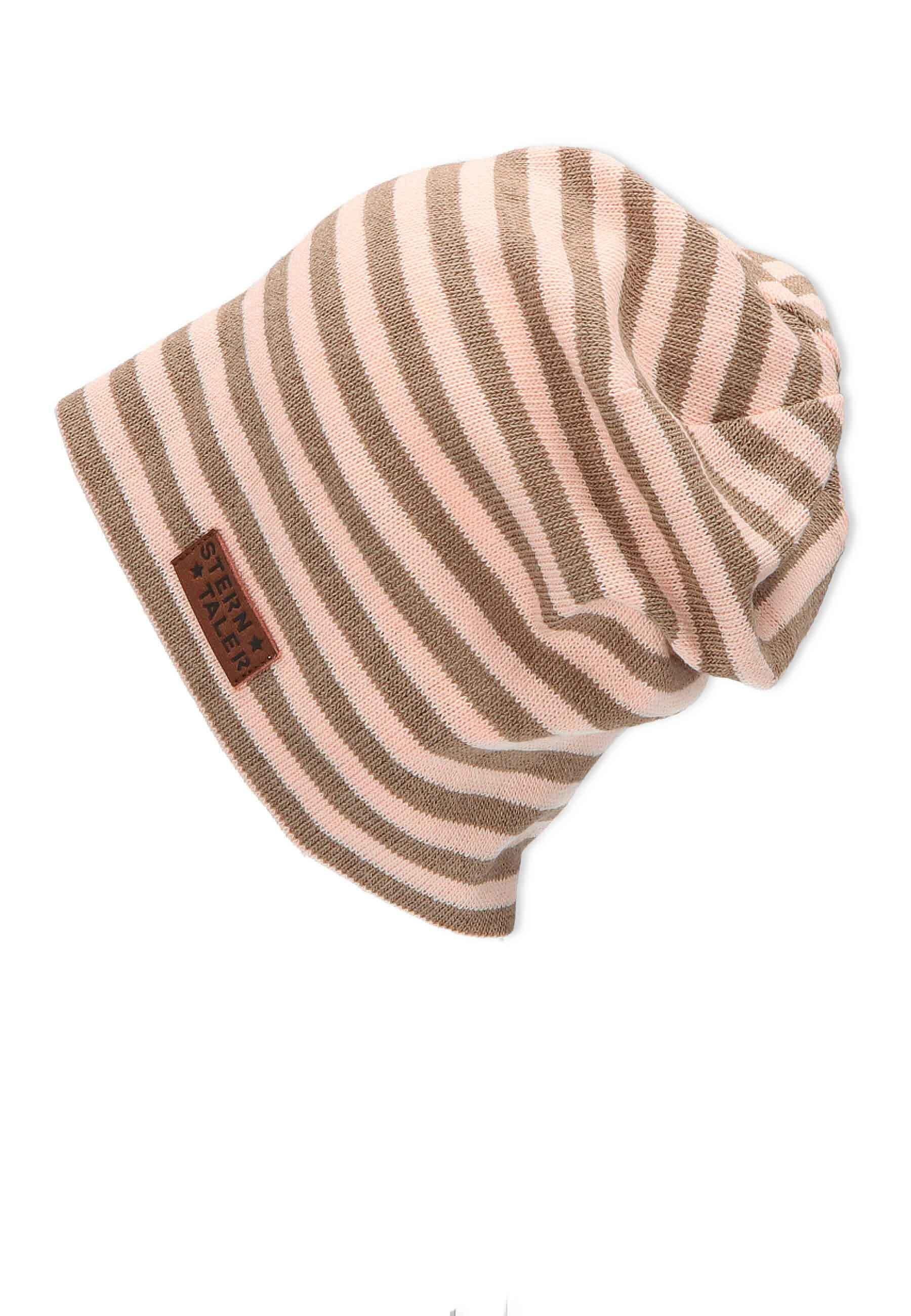(1-St., mit Beanie Sterntaler® Baumwollfleece) rosafarbig Baumwollmischgewebe Wintermütze aus mit Kinder Mütze gefüttert Streifen Slouch-Beanie