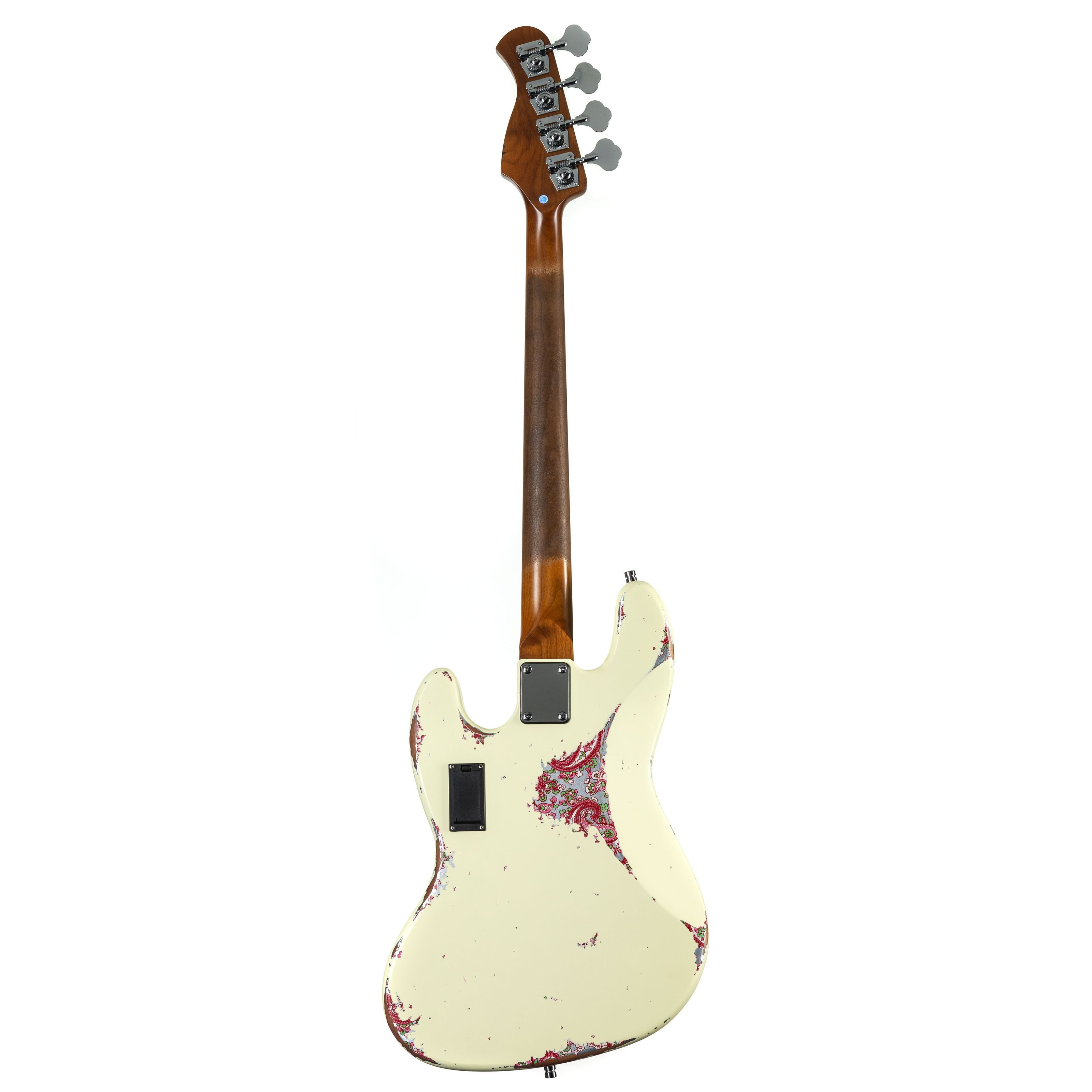 FAME E-Bass, E-Bässe, 4-Saiter E-Bässe, Custom JB 4 Worn Vintage White over Pink Paisley - E-Bass