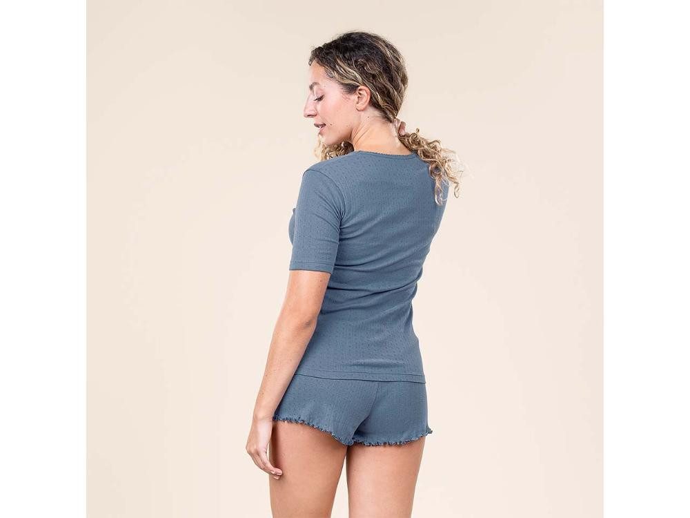 LIVING CRAFTS Pyjama Living Crafts Bio-Damen-Schlafshirt 'ROOS' mit Run