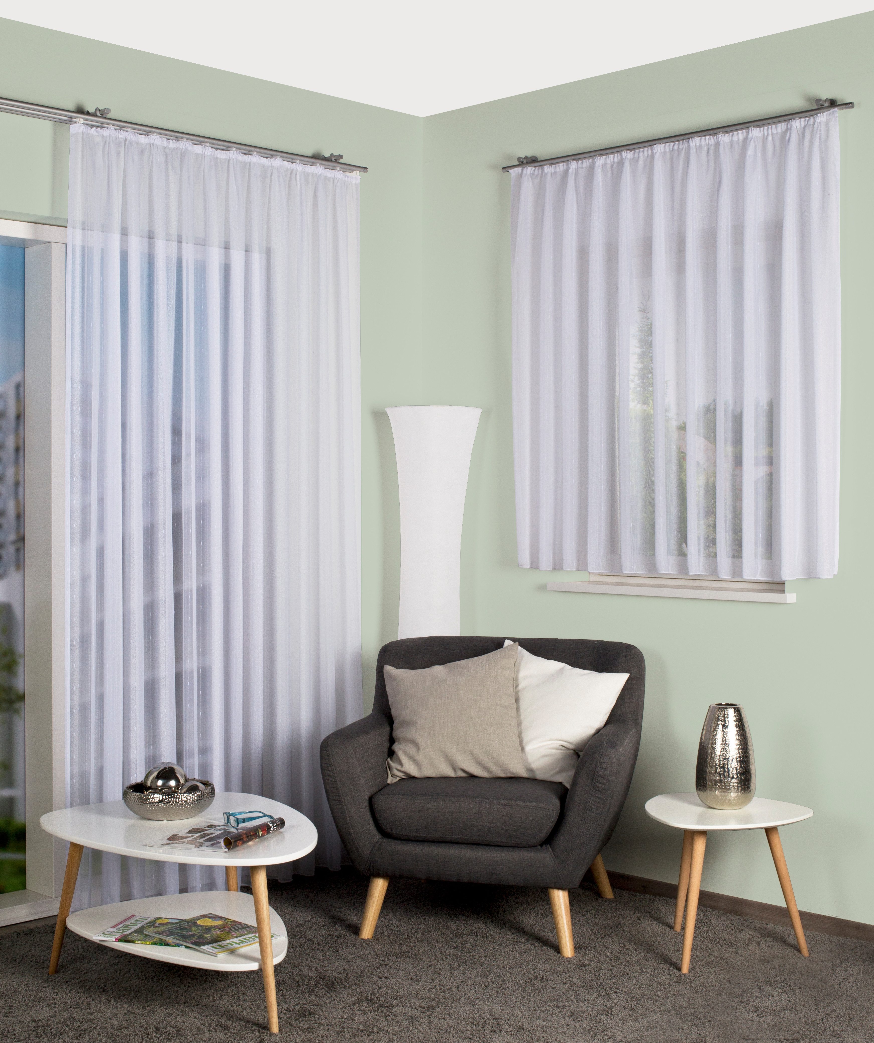 HOME WOHNIDEEN Gardine KYRA (1 St), Kräuselband, halbtransparent, Voile, EF günstig online kaufen