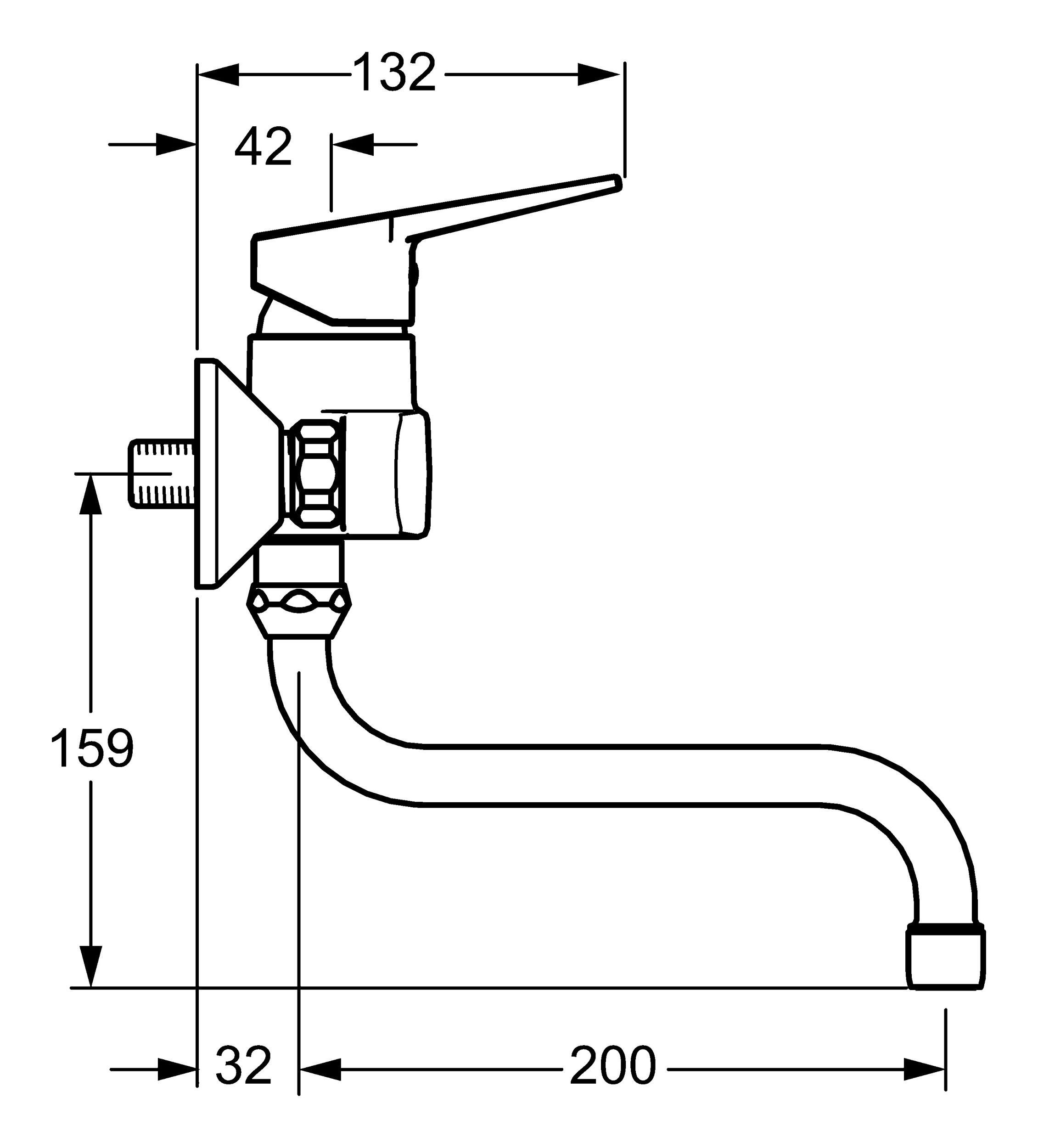 Ausladung Spültisch-Einhand-Wandbatterie Bügelhebel Hansatwist (Metall) HANSA mm 232 Küchenarmatur