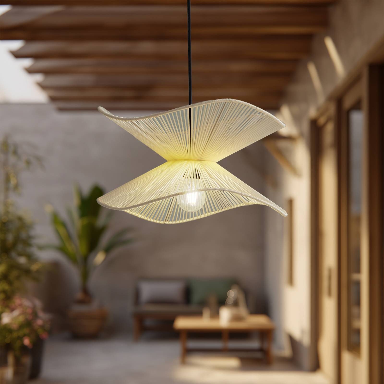 Lindby Hängeleuchten Valdorin, Creme IP44, 1 x 15 W LED