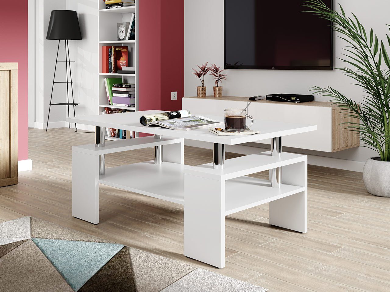 MIRJAN24 Couchtisch Cube, Elegante Sofatisch fürs Wohnzimmer, Sofatisch Weiß