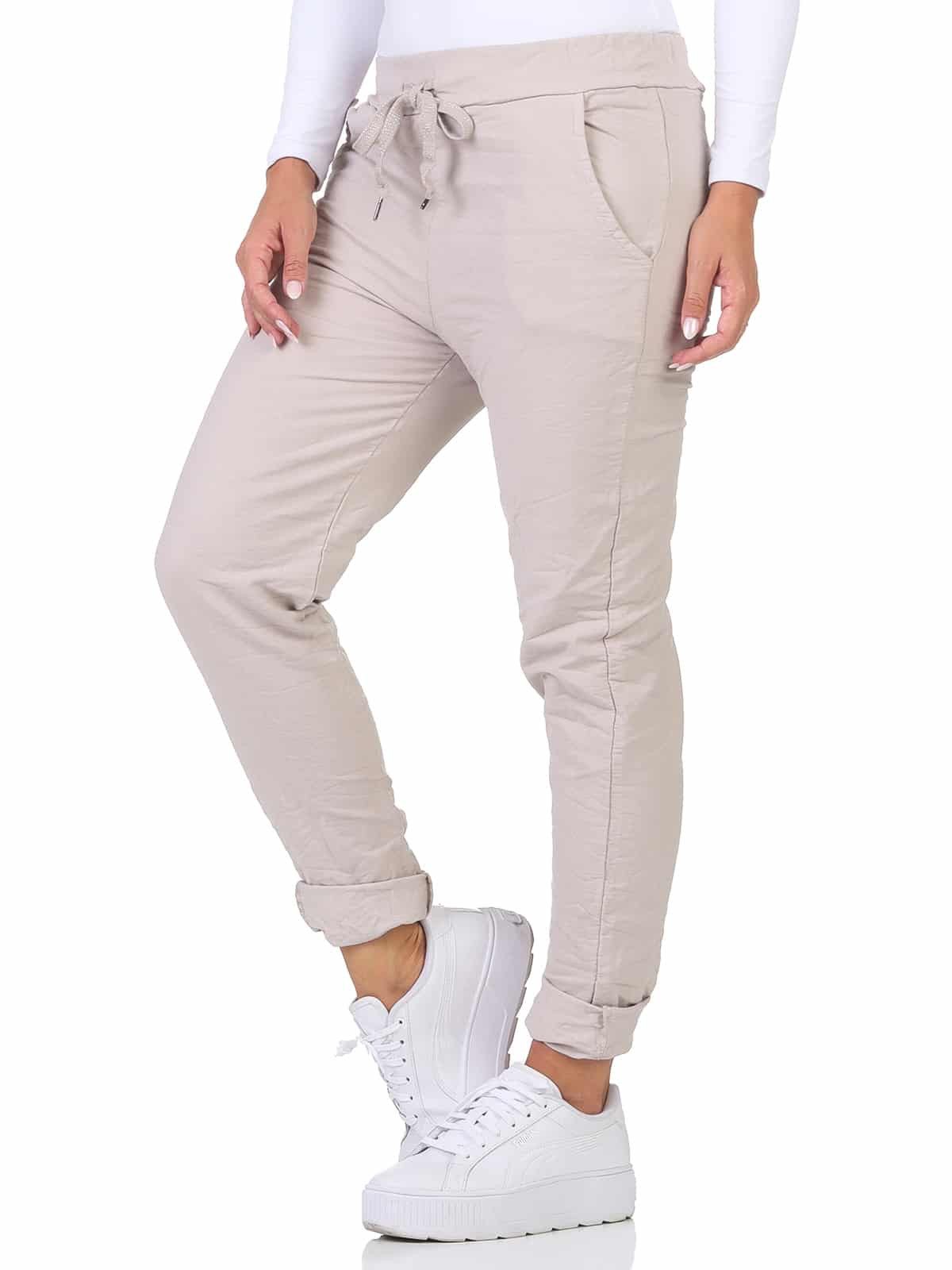 OriginalYou Schlupfhose Damen Freizeithose Winter Cotton mit Stretch bequeme Chino Hose Gummibund & Kordelzug, unifarben – Bild 3 von 5