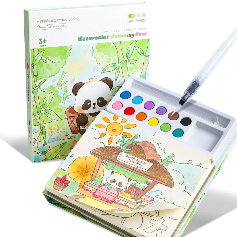 Flintry Malvorlage Wasserfarben Malset Kinder mit Wasserstift, kreatives Malbuch ab 3, Malbuch Kinder mit Wasserstift und Wasserfarben, kreatives Bastelset