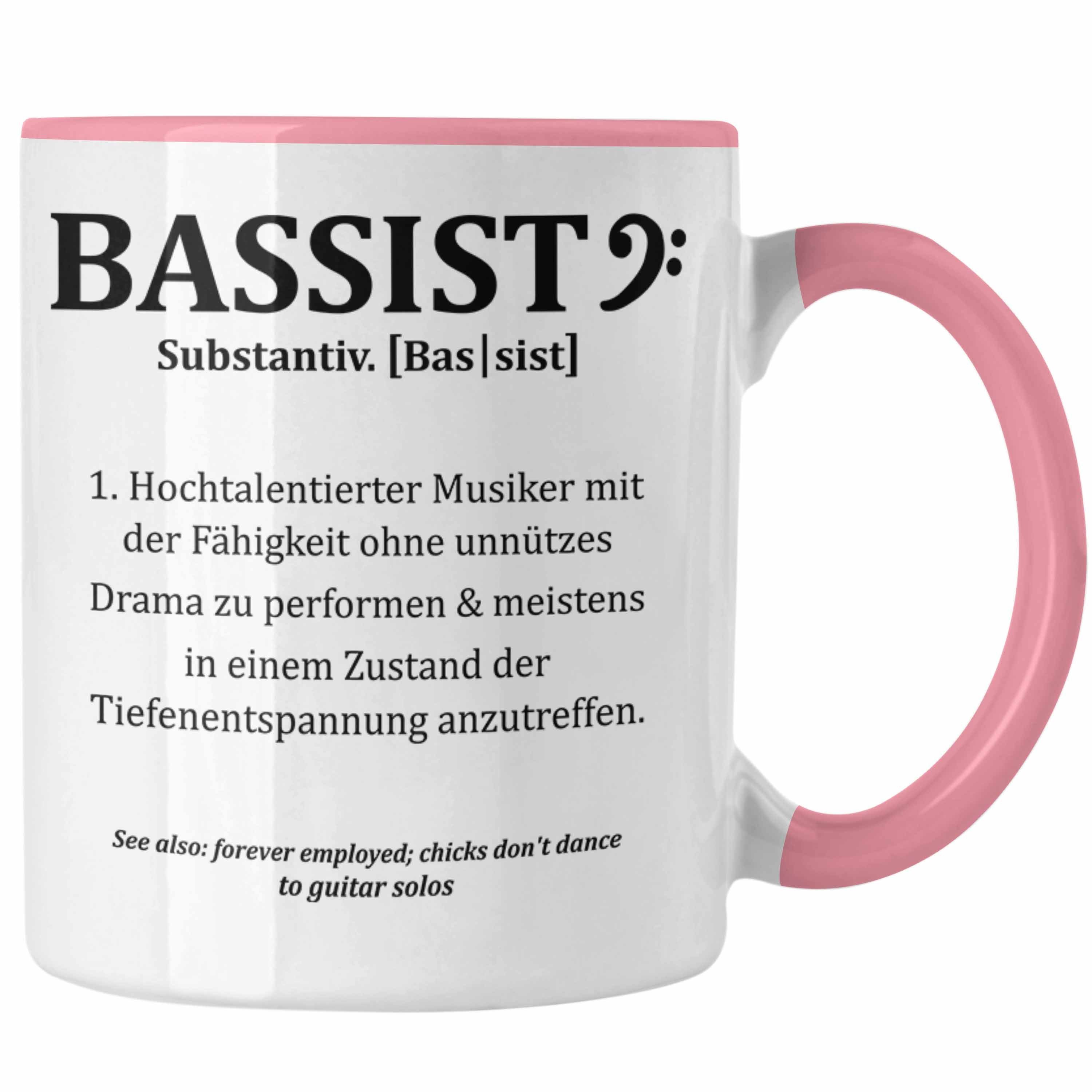 Trendation Tasse Bassist Tasse Geschenk Bass-Spieler Geschenkidee Kaffee-Becher Bassist Rosa