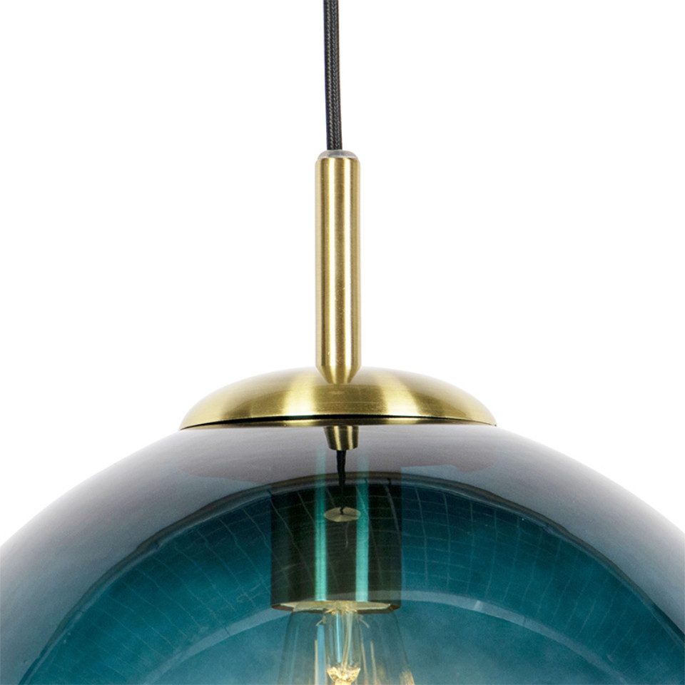 Qazqa Pendelleuchte Pallon, ohne Leuchtmittel, Warmweiß, QAZQA Hängeleuchte, e27, Blau, Glas, Art Deco