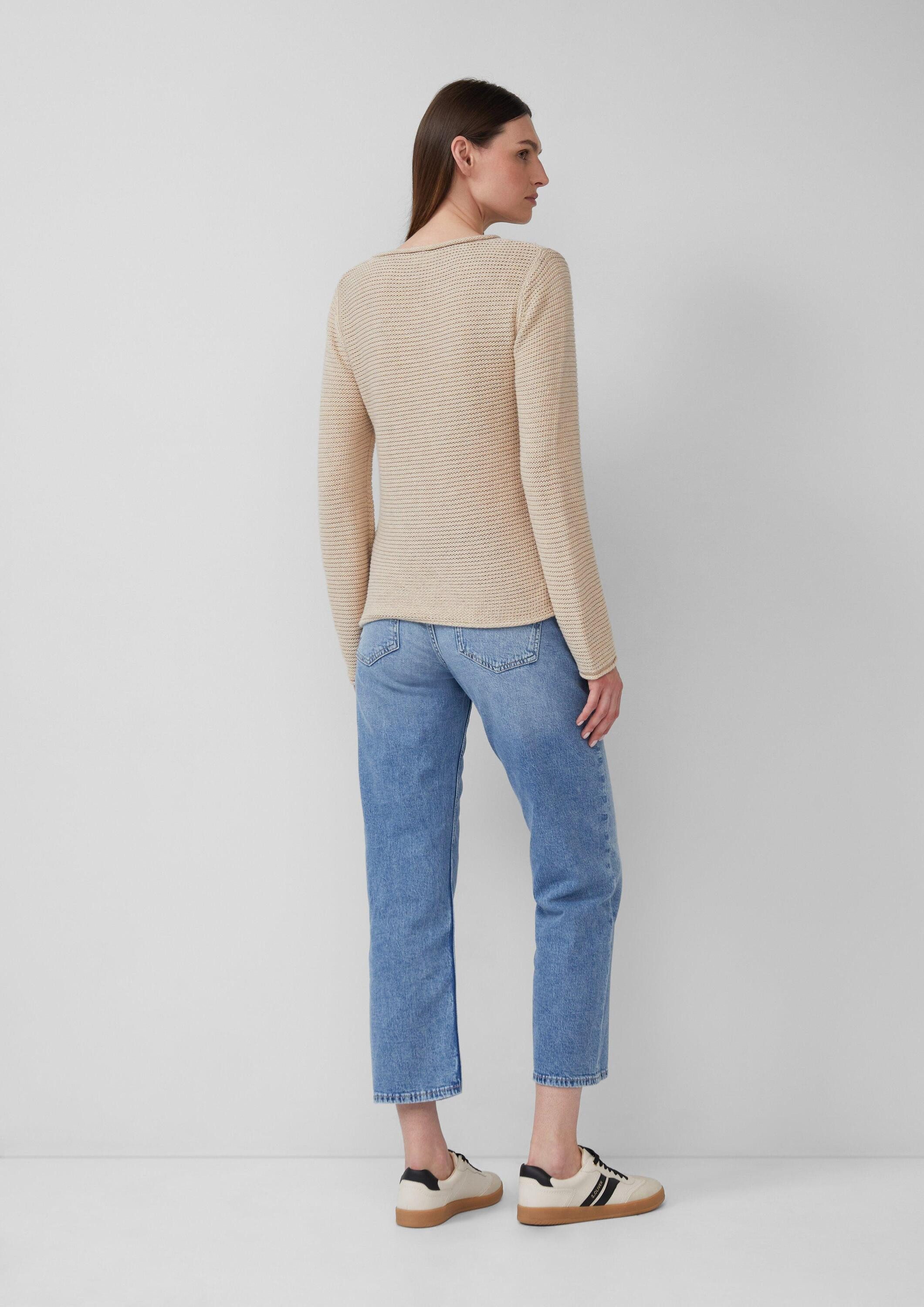 s.Oliver Longpullover Strickpullover Leichter Strickpullover in Ripp-Optik