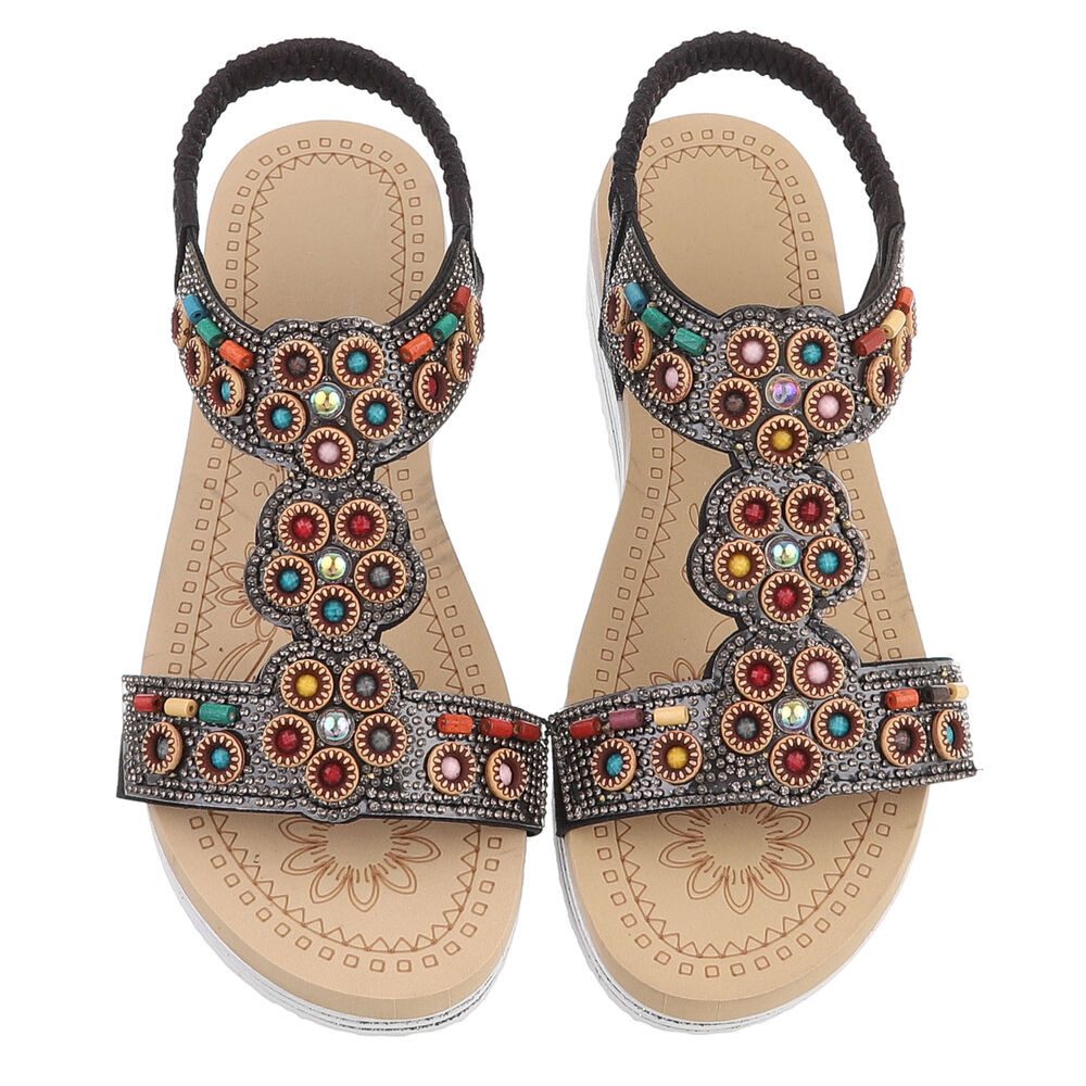 Ital-Design Damen Sandalenschuh mit Schmuckdetails und Plateau Plateausandaletten (91895666) Keilabsatz/Wedge Keilsandaletten in Schwarz – Bild 4 von 5