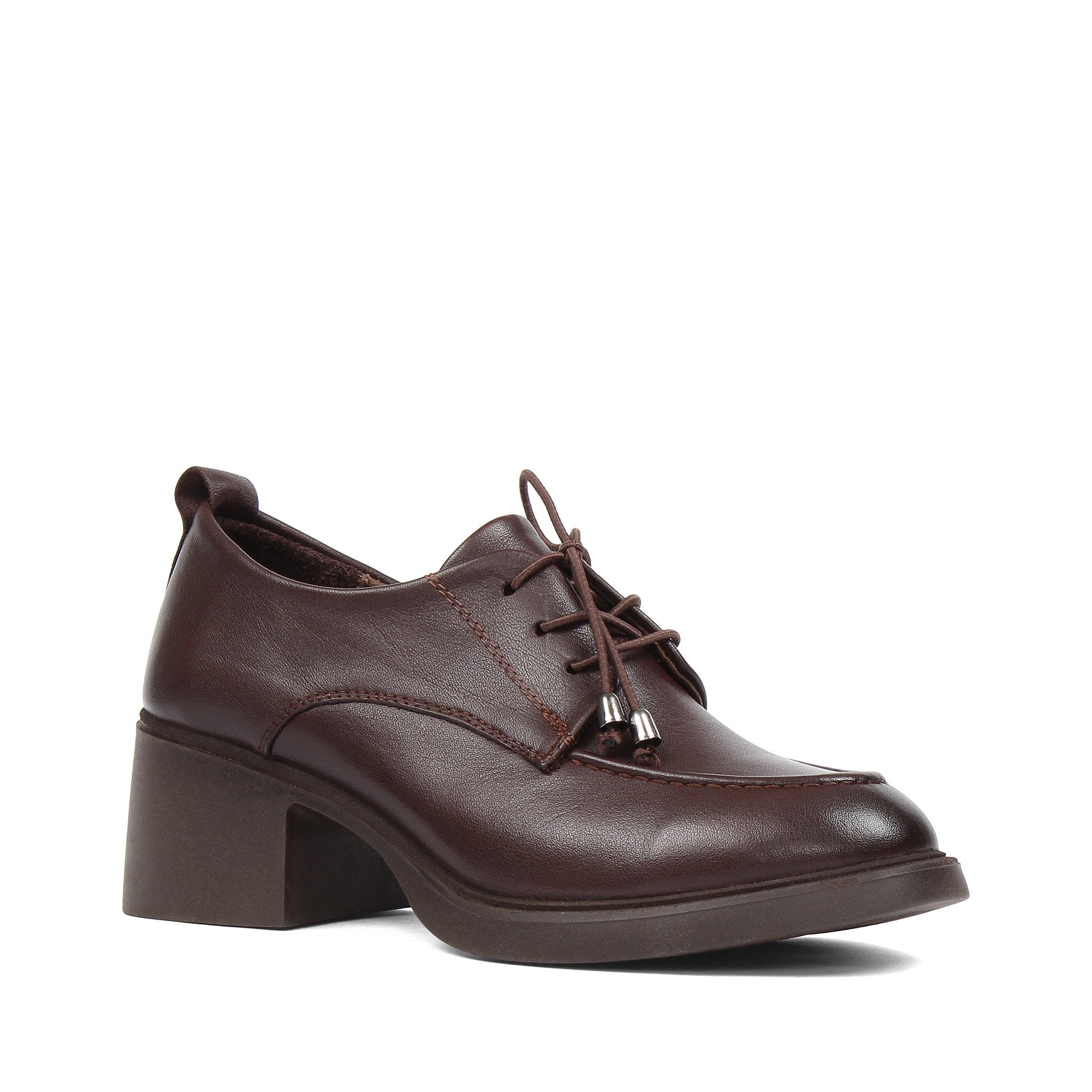 Celal Gültekin Plateau Schnürer Blockabsatz College Retro Damen Schnürschuh Glattleder, Echtleder-Futter & Decksohle, Braun – Bild 3 von 5