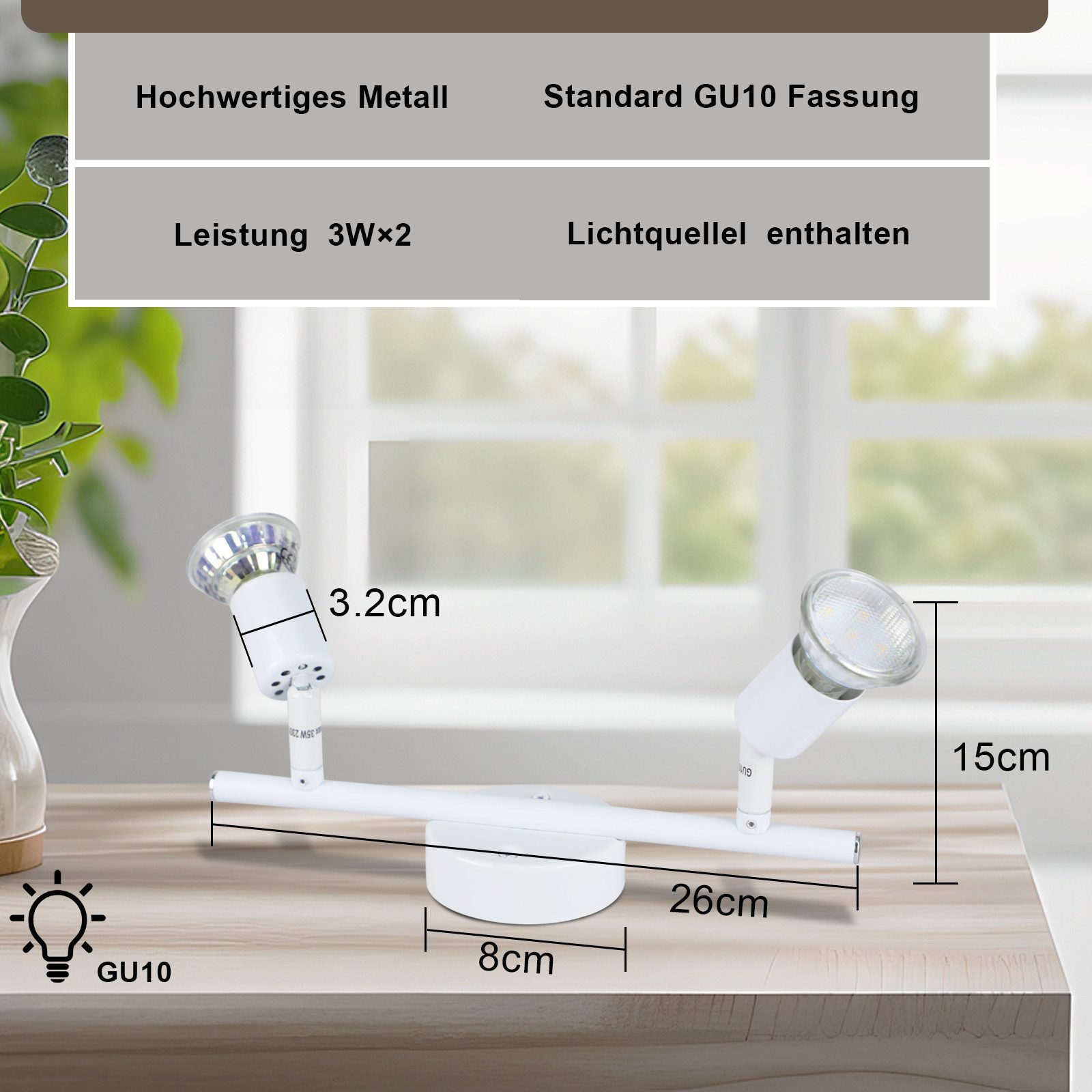 ZMH Deckenstrahler 4ER-1/2/3/4 Flammig GU10 Modern Deckenleuchte Leuchtmittel Enthalten, Hochwertige Material, LED wechselbar, Schwenbar 350° Industrial Schlafzimmerlampe