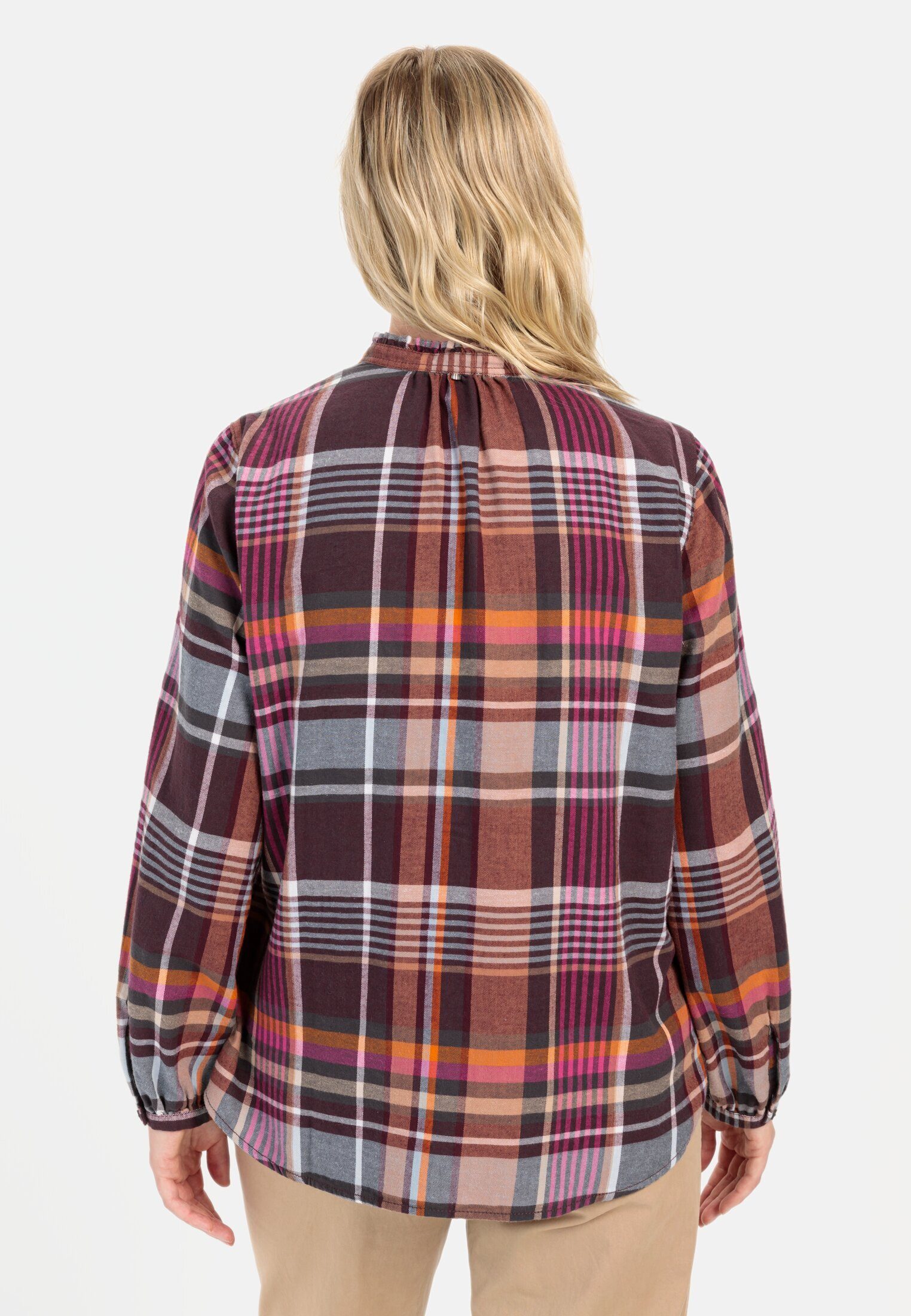 camel active Hemdbluse mit Stehkragen Langarm Stehkragen kariert