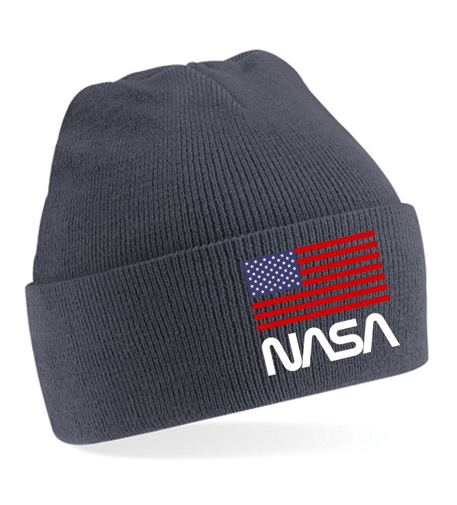 Blondie & Brownie Beanie Unisex Erwachsenen Mütze Nasa USA Astronaut Space Elon Grau | Beanies