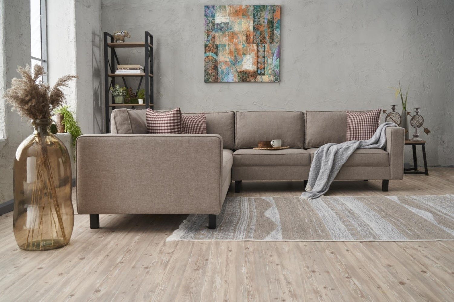 Myhomelando Ecksofa Kale Linen, mit losen Rückenkissen