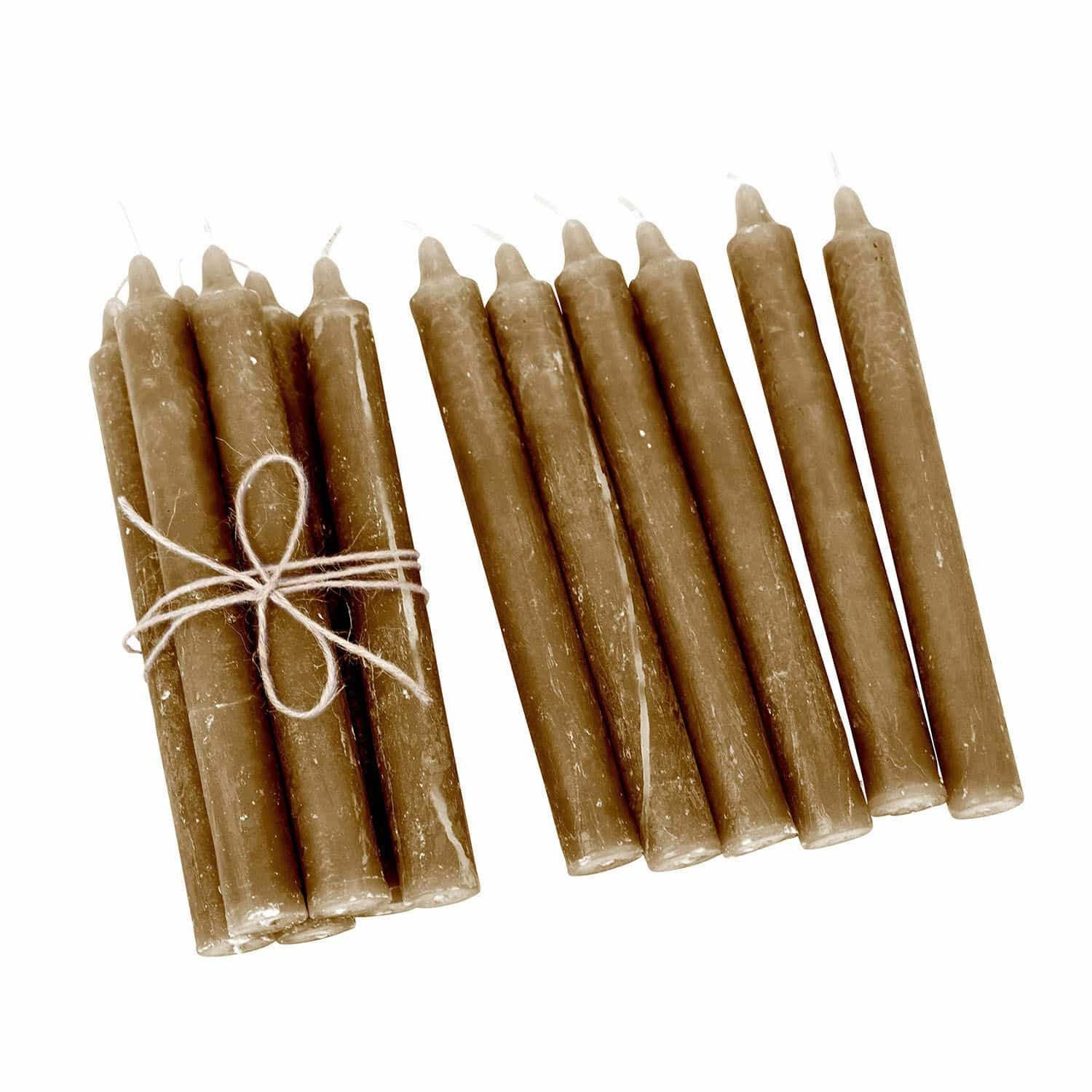 Mirabeau Stumpenkerze Kerze 12er Set Bauceau hellbraun (12er Set, 12er Set), none