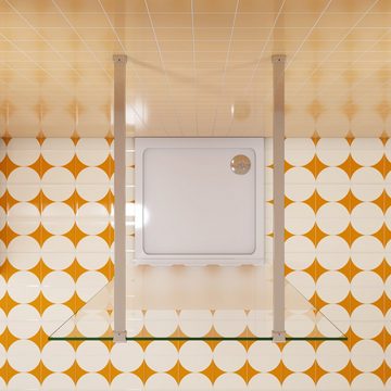 duschspa Duschwand 200cm Duschwand Duschtrennwand mit Milchstreifen Walk in Dusche, Einscheibensicherheitsglas, Sicherheitsglas, (Set), Glas