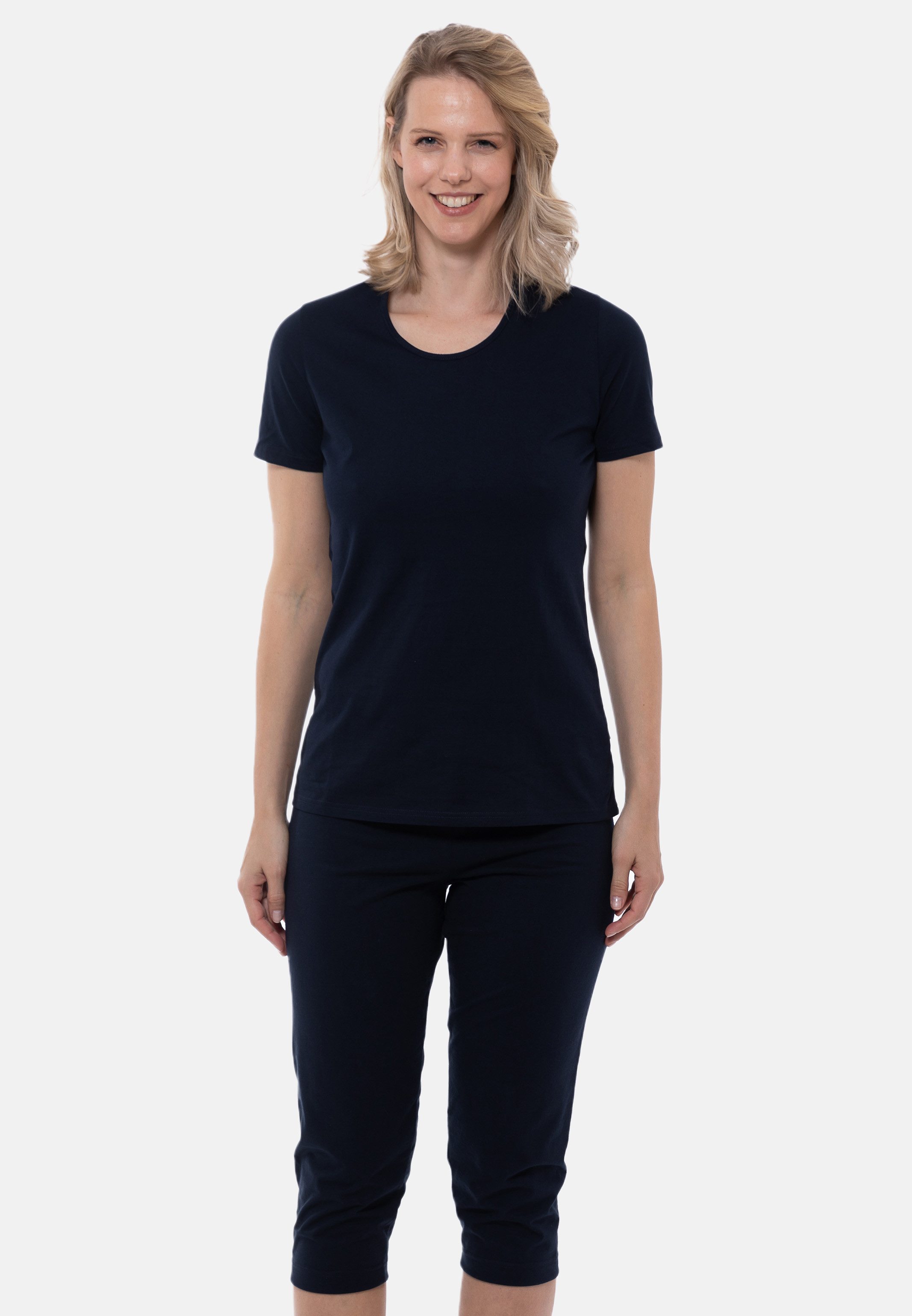 Ammann Pyjama Organic Cotton (Set, 2 tlg) Schlafanzug Kurzarm - Baumwolle - Lounge-Set aus T-Shirt und 3/4-Hose
