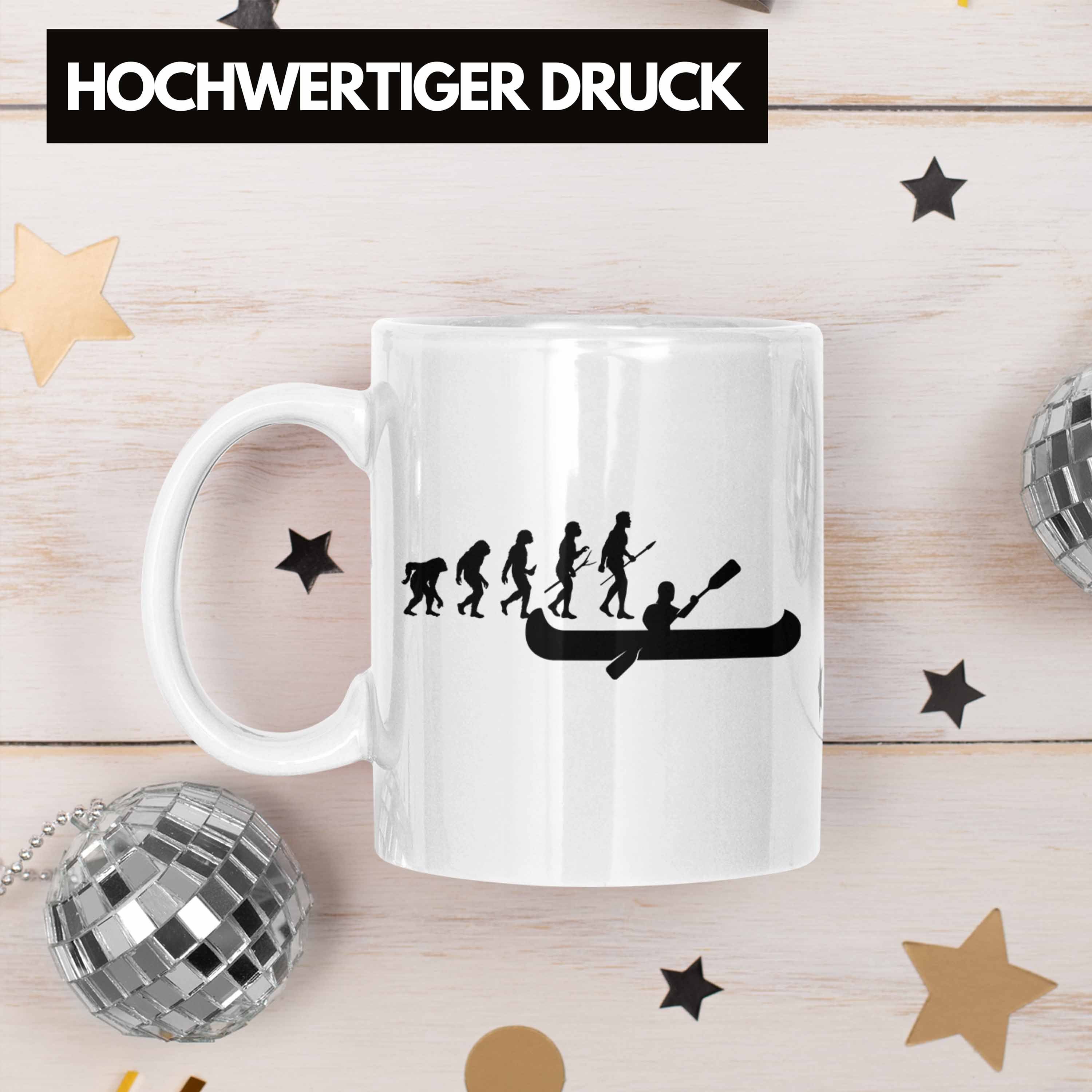 Geburtstag Geschenk Kajak - Geschenkidee Kanu Trendation Tasse Evolution Überraschung Kanu-Fahrer Weiss Tasse Trendation