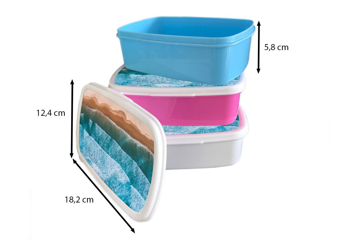 MuchoWow Lunchbox Meer - Kunststoff Muster, Golf - Kunststoff, Kinder, Brotdose (2-tlg), rosa Erwachsene, Snackbox, Mädchen, Brotbox für