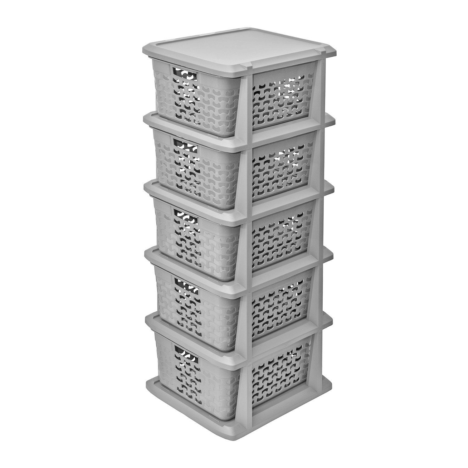 BranQ Badregal Cotton 5 ausziehbare Körbe, 24 x 29,5 x 80 cm