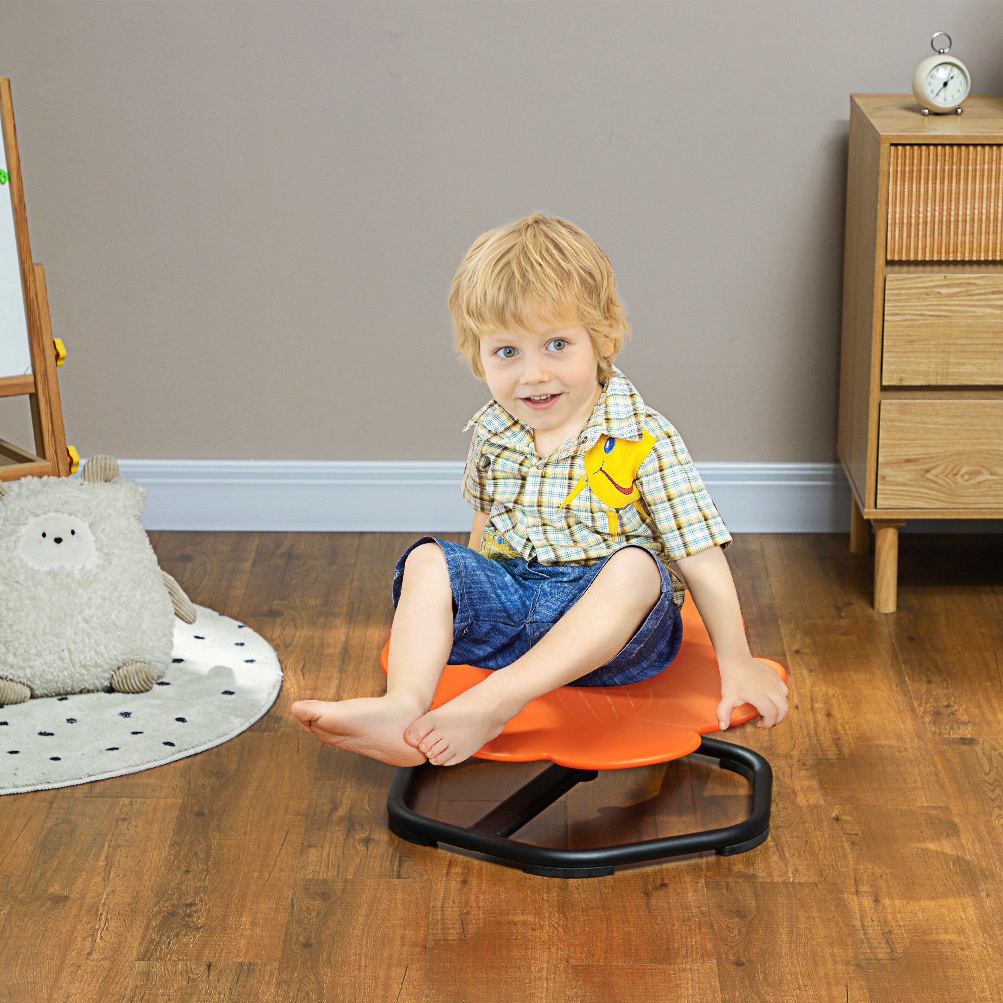 furnicato Garten-Kindersitzgruppe 55 x 55 x 26 cm, Orange, Kunststoff, Sensorischer Drehsessel