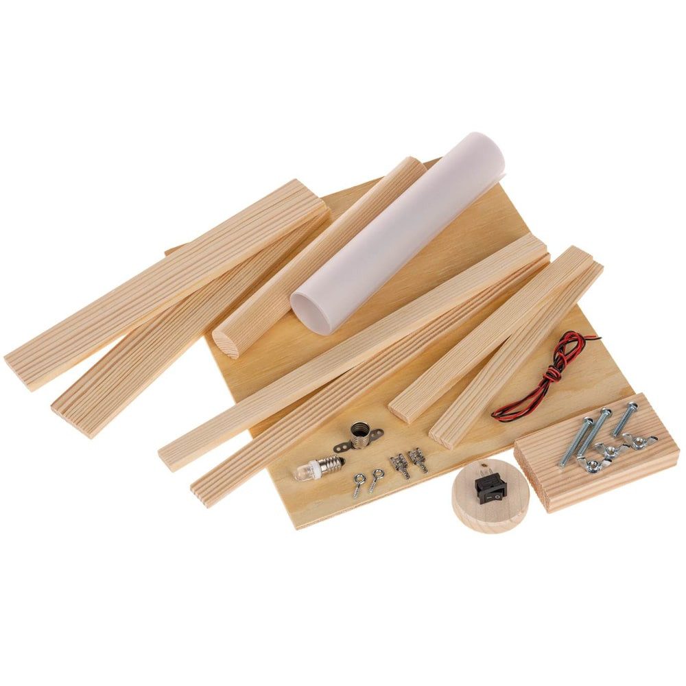 matches21 HOME & HOBBY Holzbausatz „Tischlampe“ Elektronik Bastelset Holzbaukasten – Bild 5 von 5