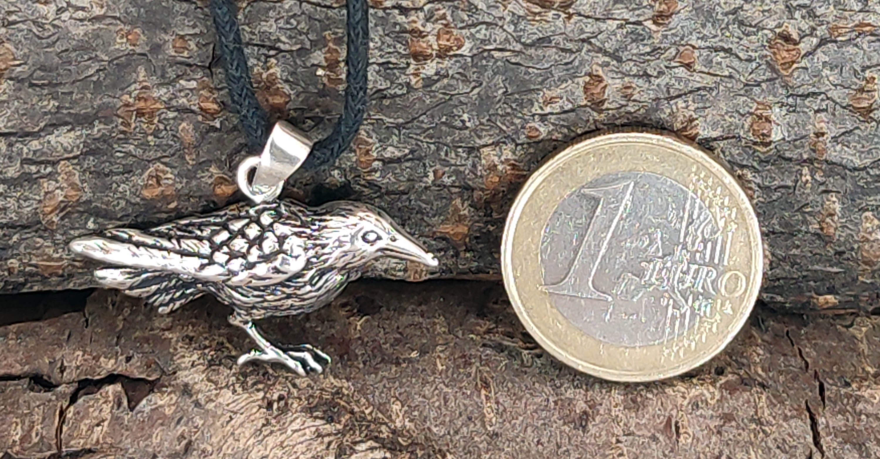 Kiss of Leather Kettenanhänger Raben Anhänger 925 Sterling Silber Odin Odins Rabe Raven Hugin Munin