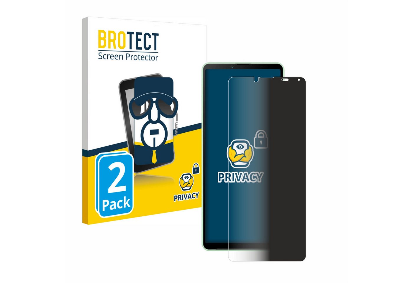 BROTECT Displayschutzfolie Sichtschutzfolie für Sony Xperia 10 V, 2 Stück, Anti-Spy Privacy Sichtschutz Blickschutzfolie Blaulicht-Schutz