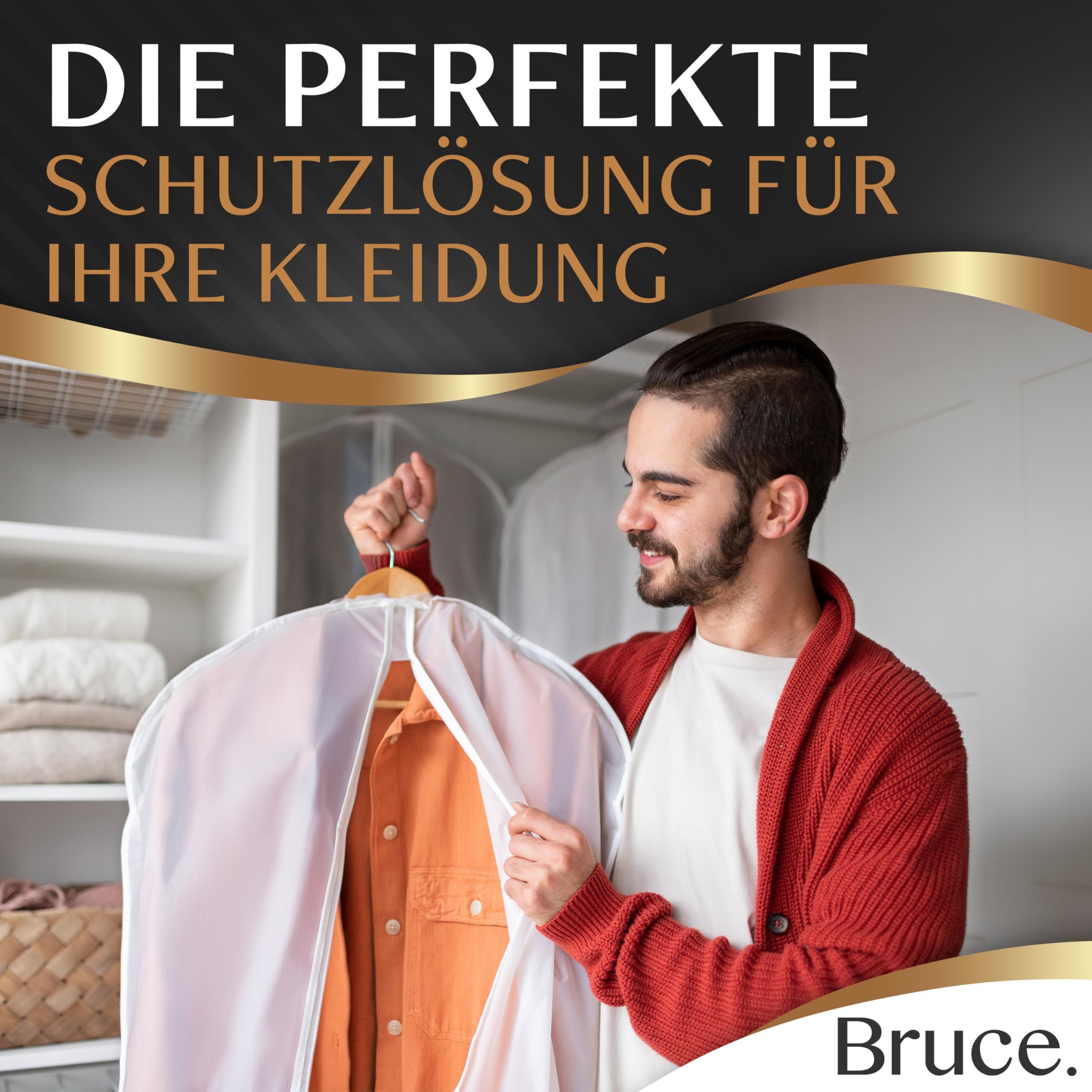 Bruce Kleidersack Hochwertige Kleiderhülle für Mäntel, Jacken, Kleider & Anzug (Atmungsaktive Anzugtasche Reisetasche, Kleiderhüllen Transparente PEVA)