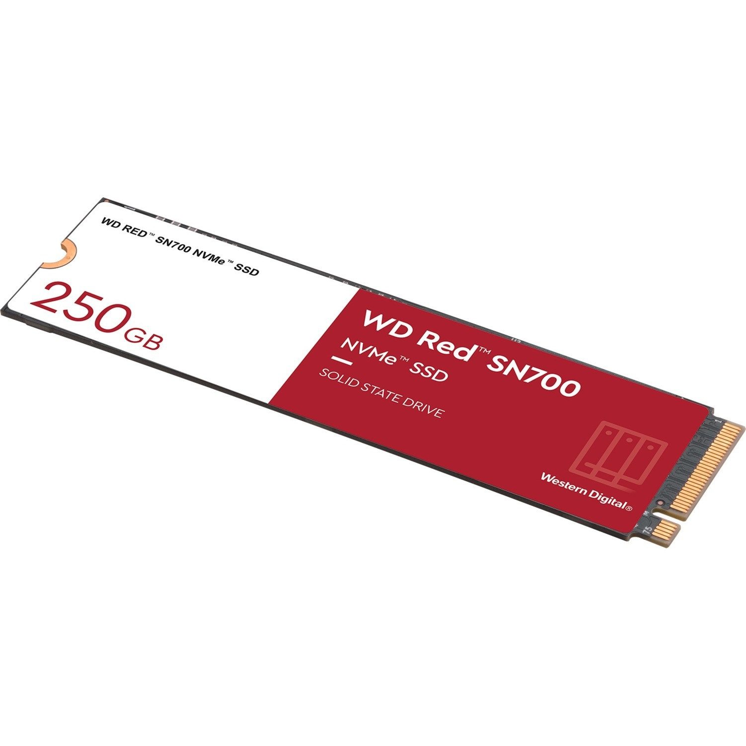 Western Digital SN700 NAS 250GB M.2 2280 NVMe SSD interne SSD (250 GB) M.2" 3100 MB/S Lesegeschwindigkeit, 1600 MB/S Schreibgeschwindigkeit, NAS-optimiert, PCIe Gen3 x4, NVMe, hohe TBW-Ausdauer