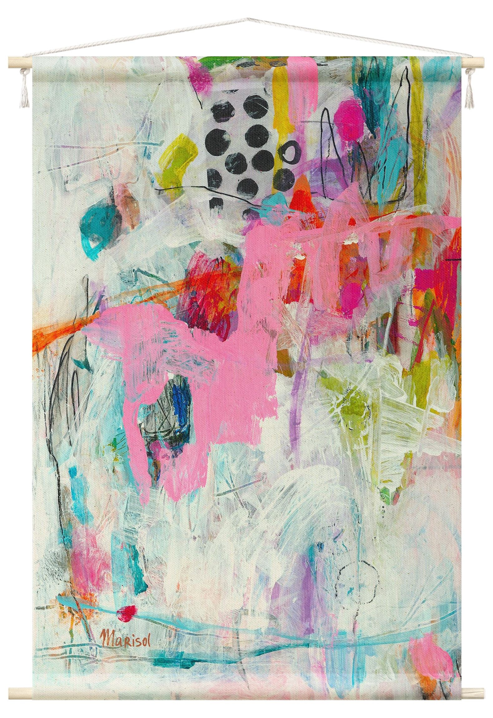 Bilderdepot24 Wandteppich modern Abstrakt Marisol Evora - Liebe für Pink bunt, rechteckig, Höhe: 2.6 mm, großes Wandbild aus Natur-Baumwolle Wandbehang Stoffbild Tuch Wollseil