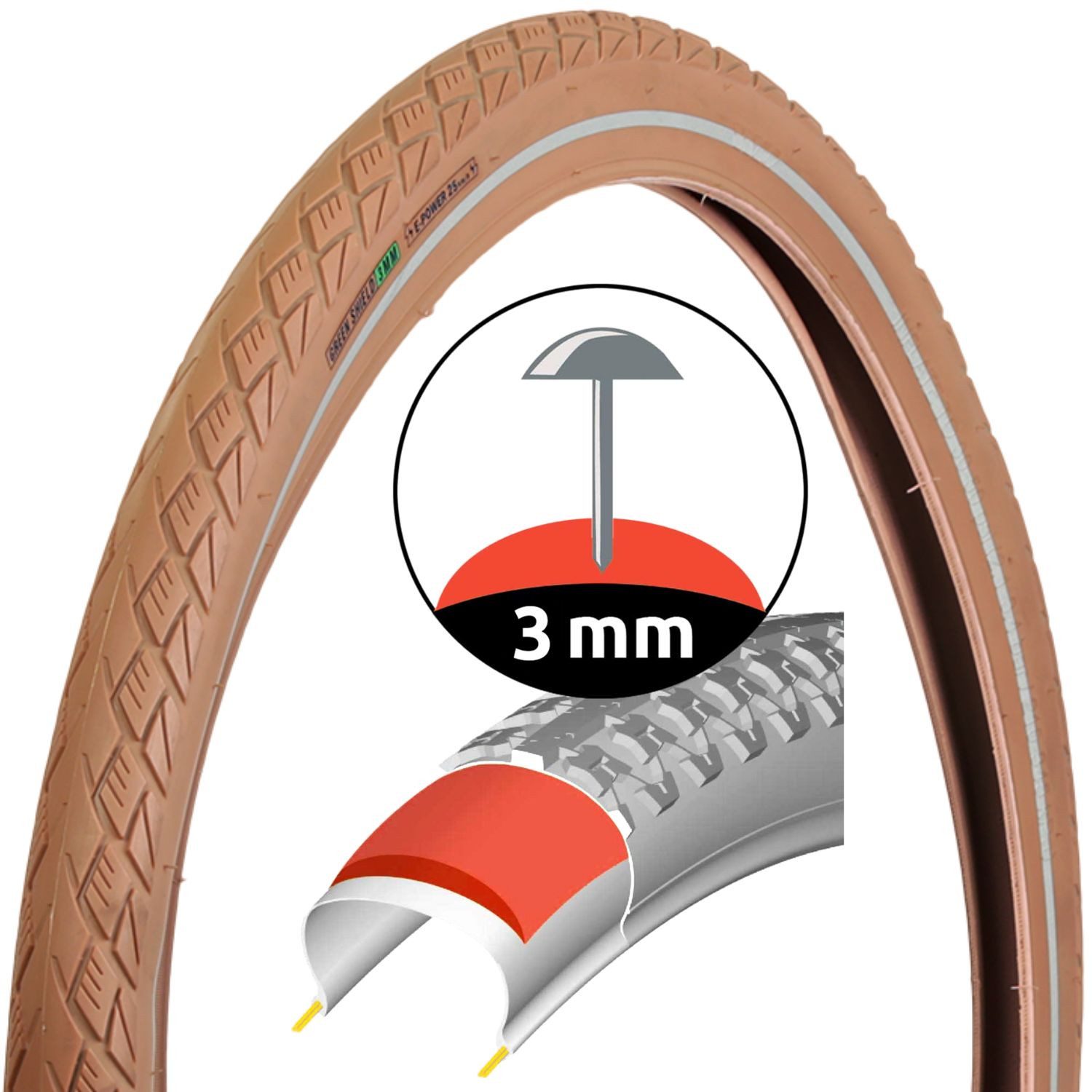 Filmer Fahrradreifen Fahrrad-Reifen 28 x 2,0 Zoll ETRTO 50-622 Braun, (1-tlg., 1x Reifen), 28" Universal Fahrradreifen Fahrrad-Mantel Fahrrad-Decke Retro-Design