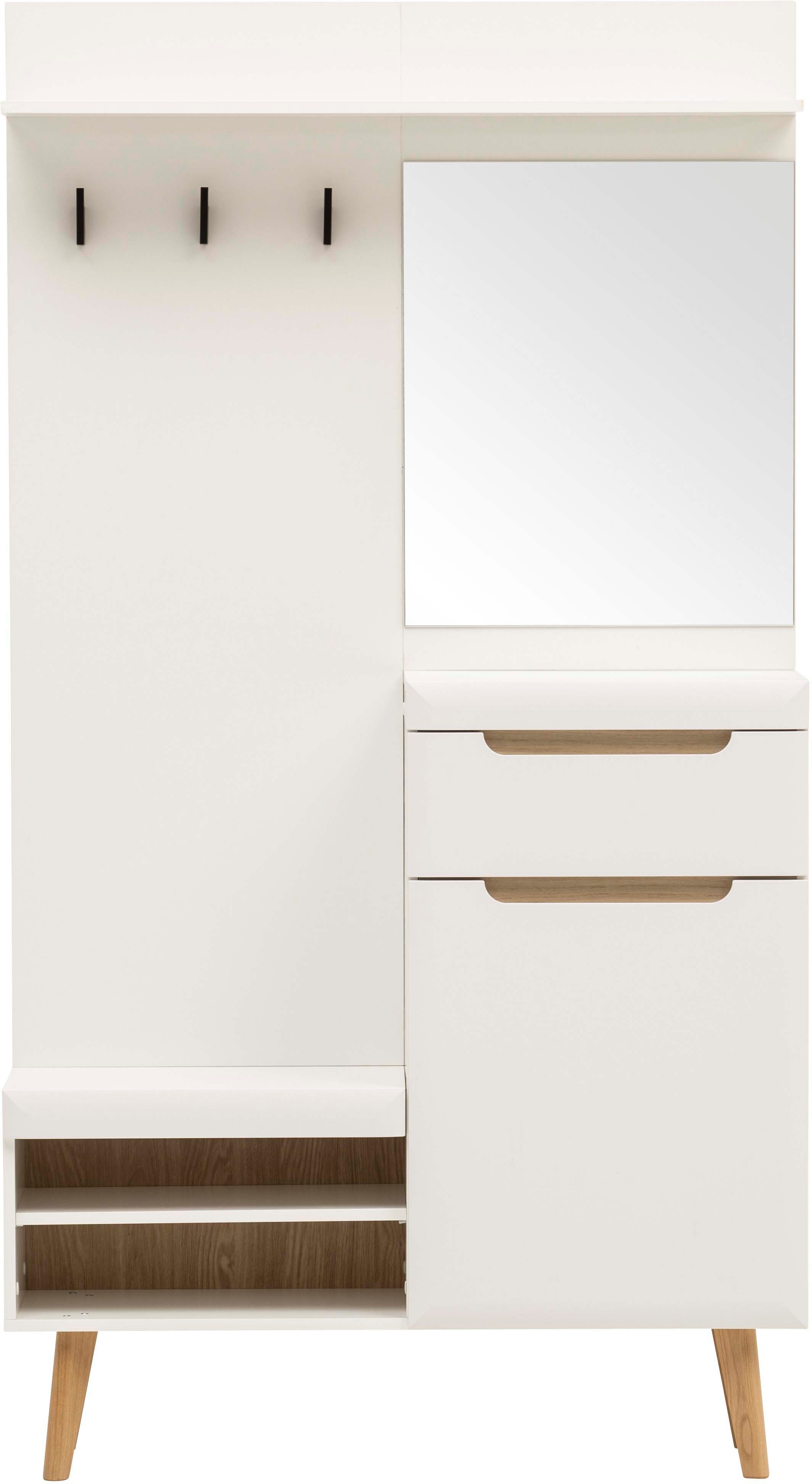 Home affaire Kompaktgarderobe Torge, Garderobe mit Stauraum, Garderobenschrank im Scandic Design in zwei Farben, viel Stauraum, 107 cm breit, für kleine Räume geeignet