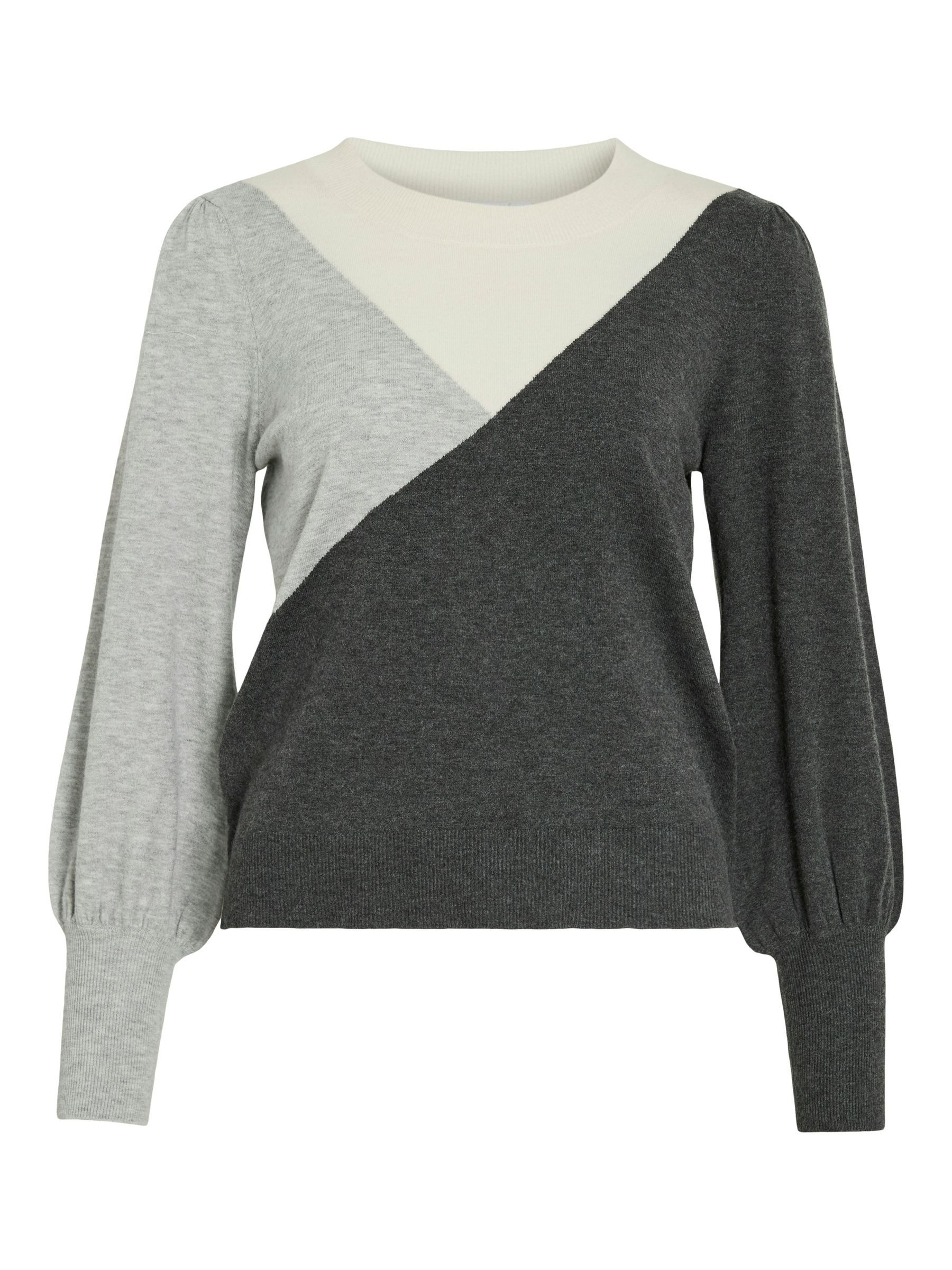 Vila Длинные Geometrisches Design mit eleganten Akzenten (1-tlg) VIKERRY O-NECK L/S KNIT TOP - NOOS