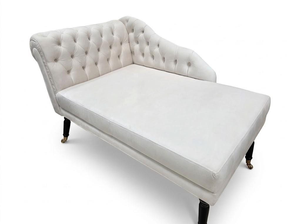 JVmoebel Chaiselongue Stilvolle Chaiselongue Weiss Modern Recamiere Liegesofa Loungesessel, 1 Teile, Knopfheftung
